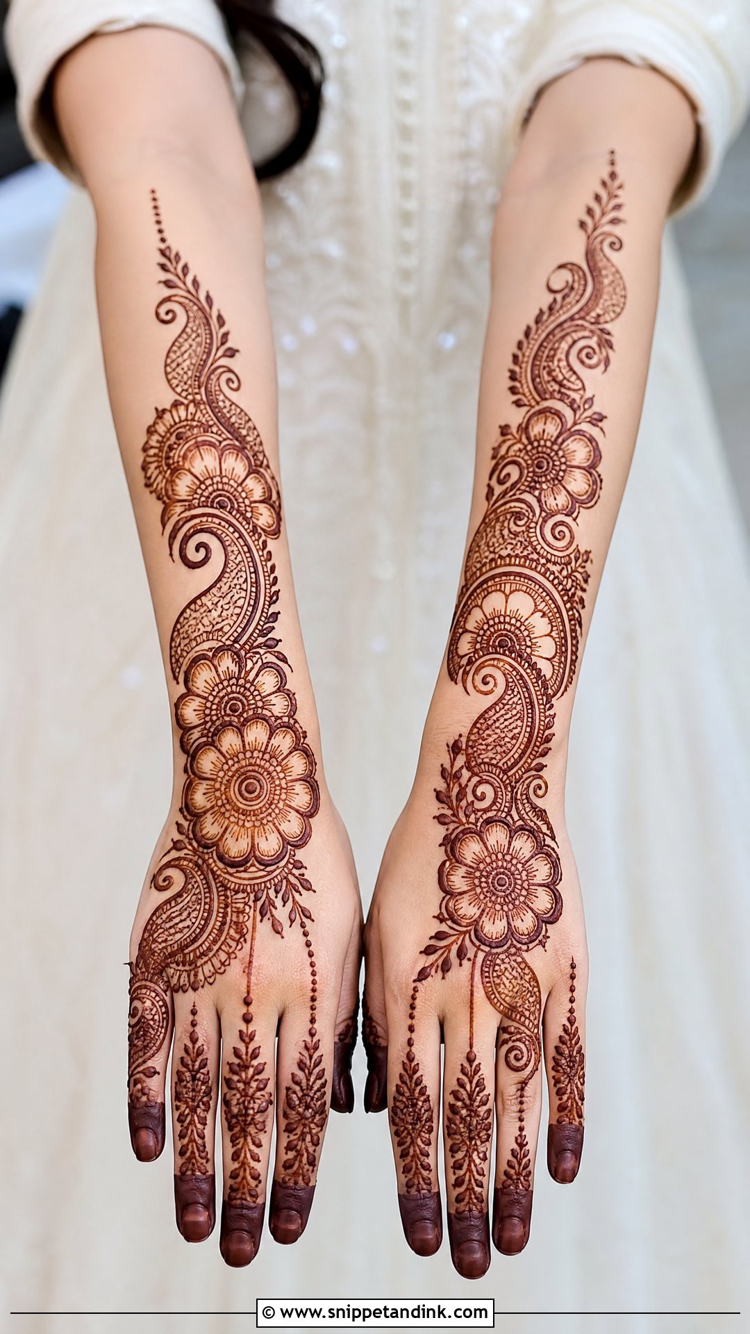 Simple Bridal Mehndi For Long Hands - Snippet and Ink - 20 Simple Bride Mehndi Designs