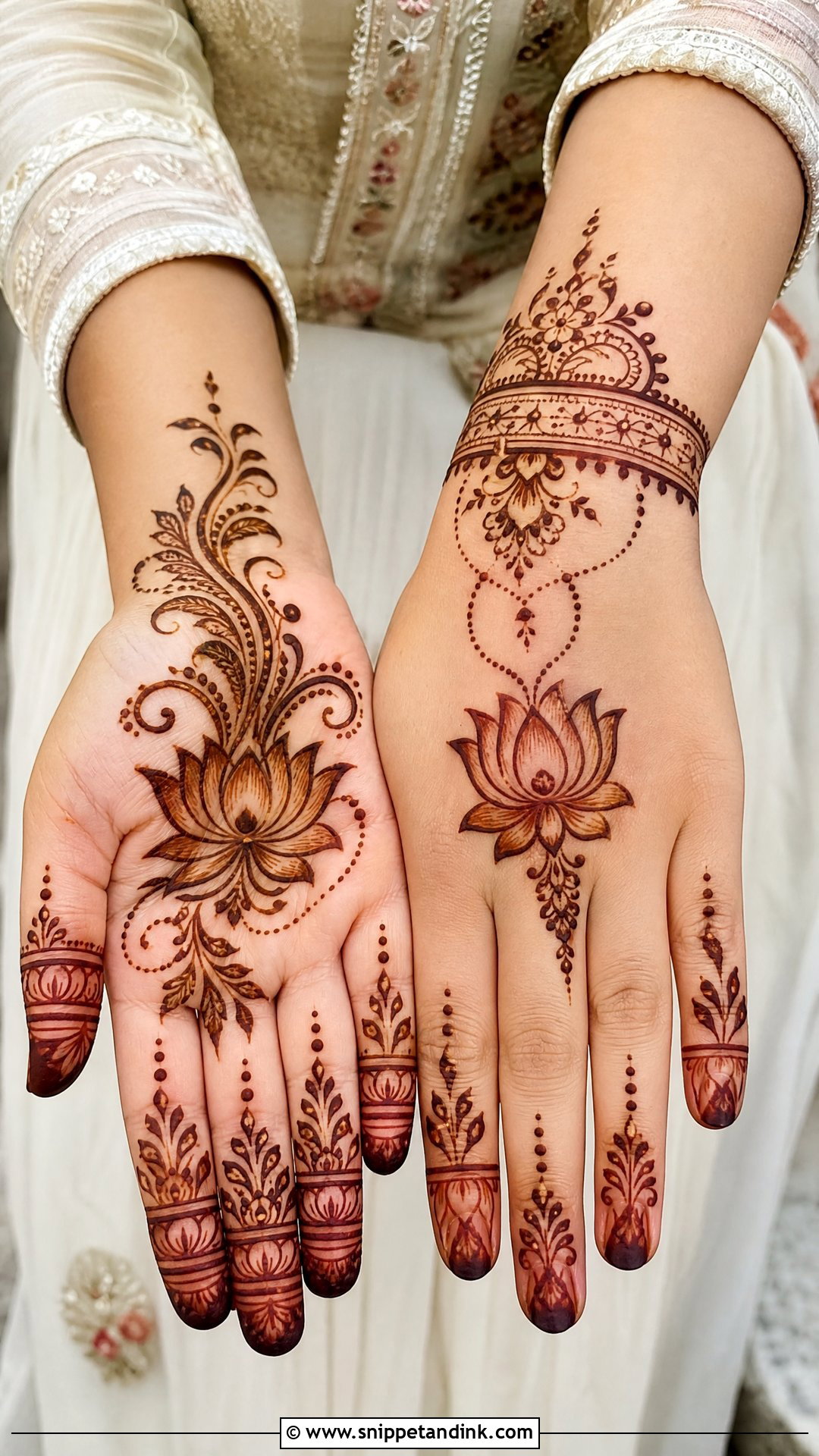 Simple Bridal Mehndi With Lotus - Snippet and Ink - 25 Simple Mehndi Designs for Bride