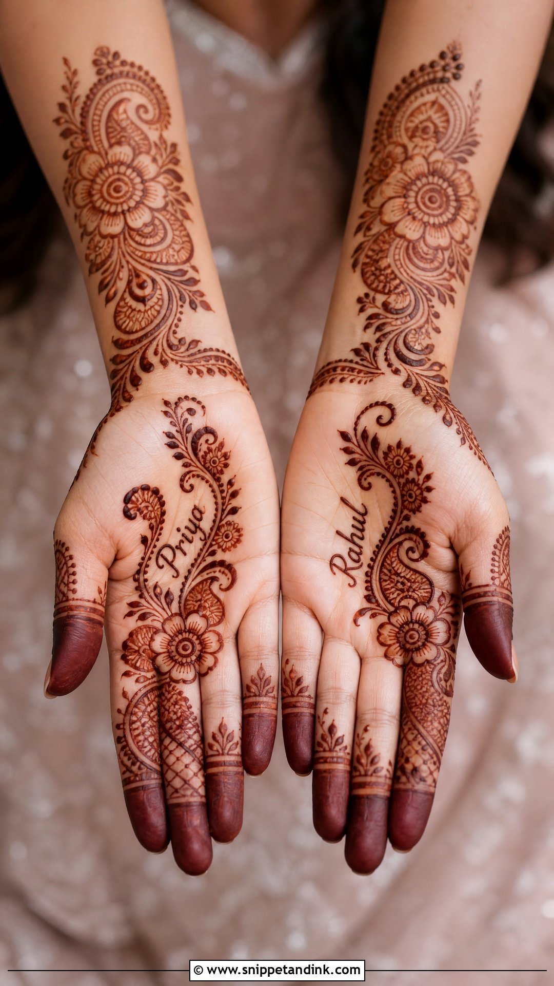 Simple Bridal Mehndi With Name - Snippet and Ink - 20 Simple Bride Mehndi Designs