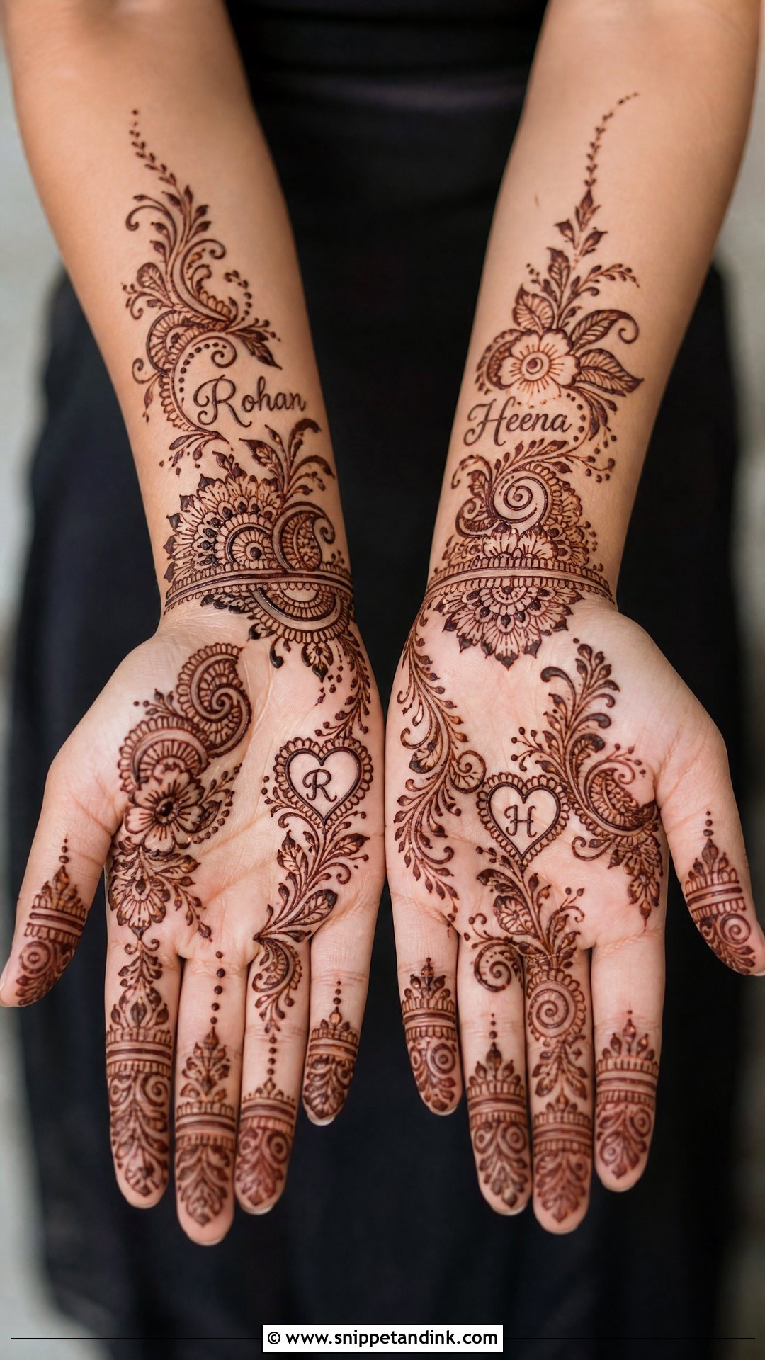 Simple Bridal Mehndi With Names - Snippet and Ink - 20 Simple Easy Bridal Mehndi Designs