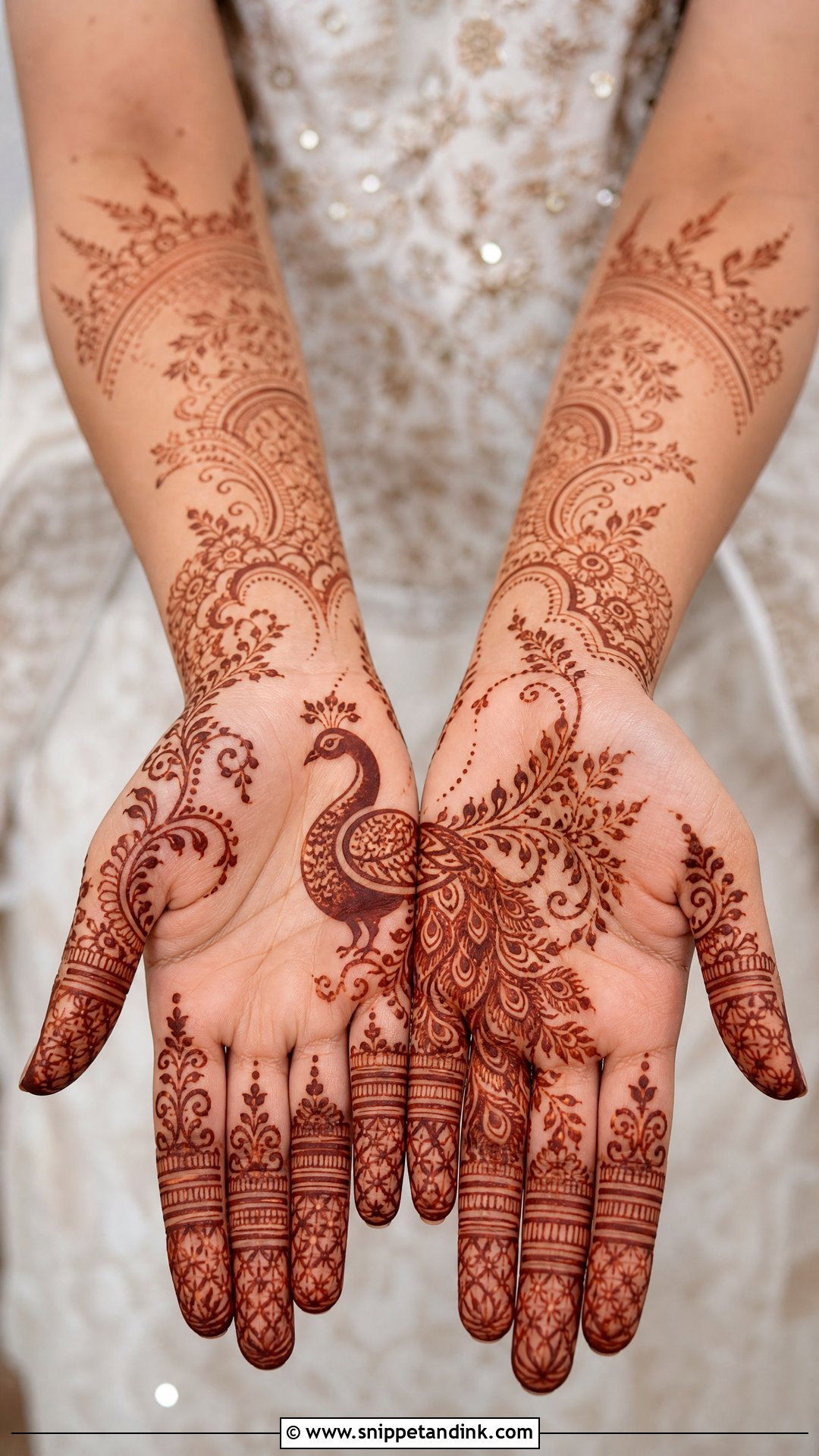 Simple Bridal Mehndi With Peacock - Snippet and Ink - 20 Simple Bride Mehndi Designs