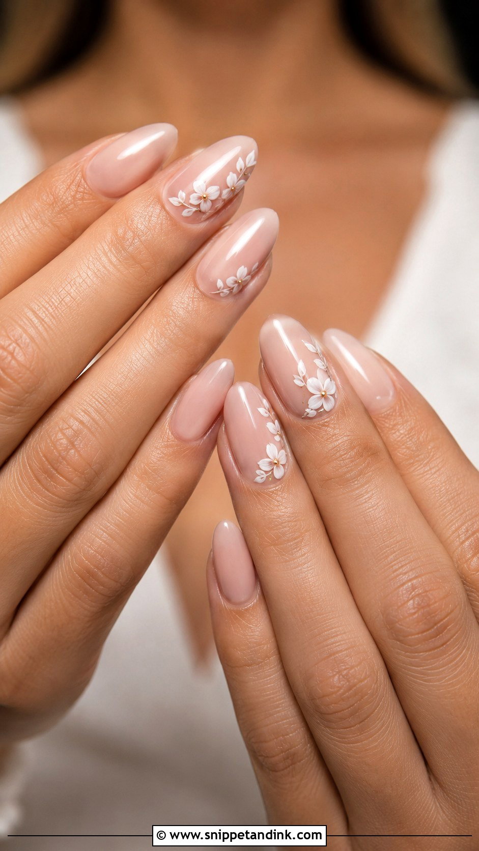 Simple Bridal Nails With Flowers - Snippet and Ink - 30 Simple Bridal Nails