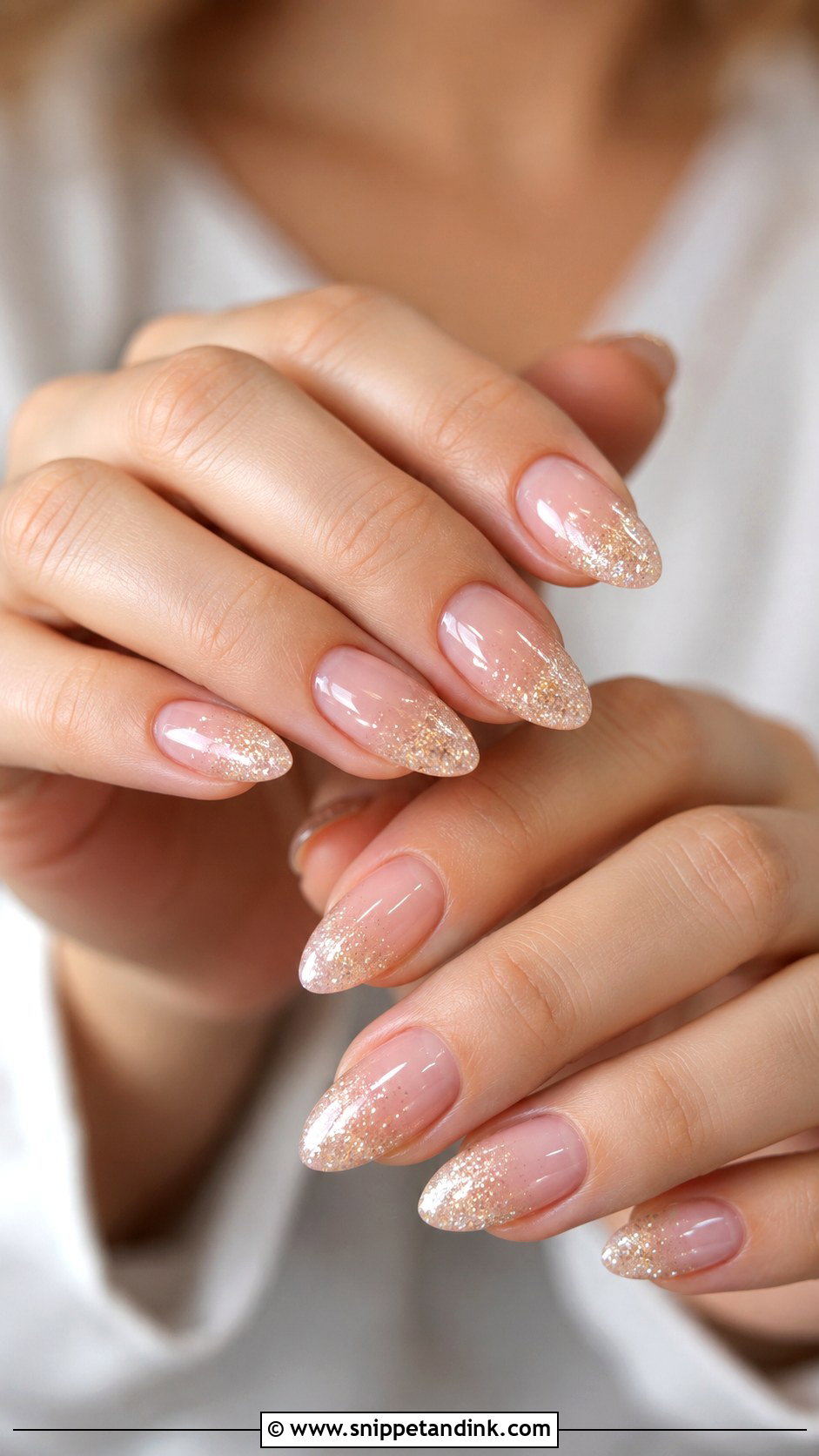 Simple Bridal Nails With Glitter - Snippet and Ink - 30 Simple Bridal Nails