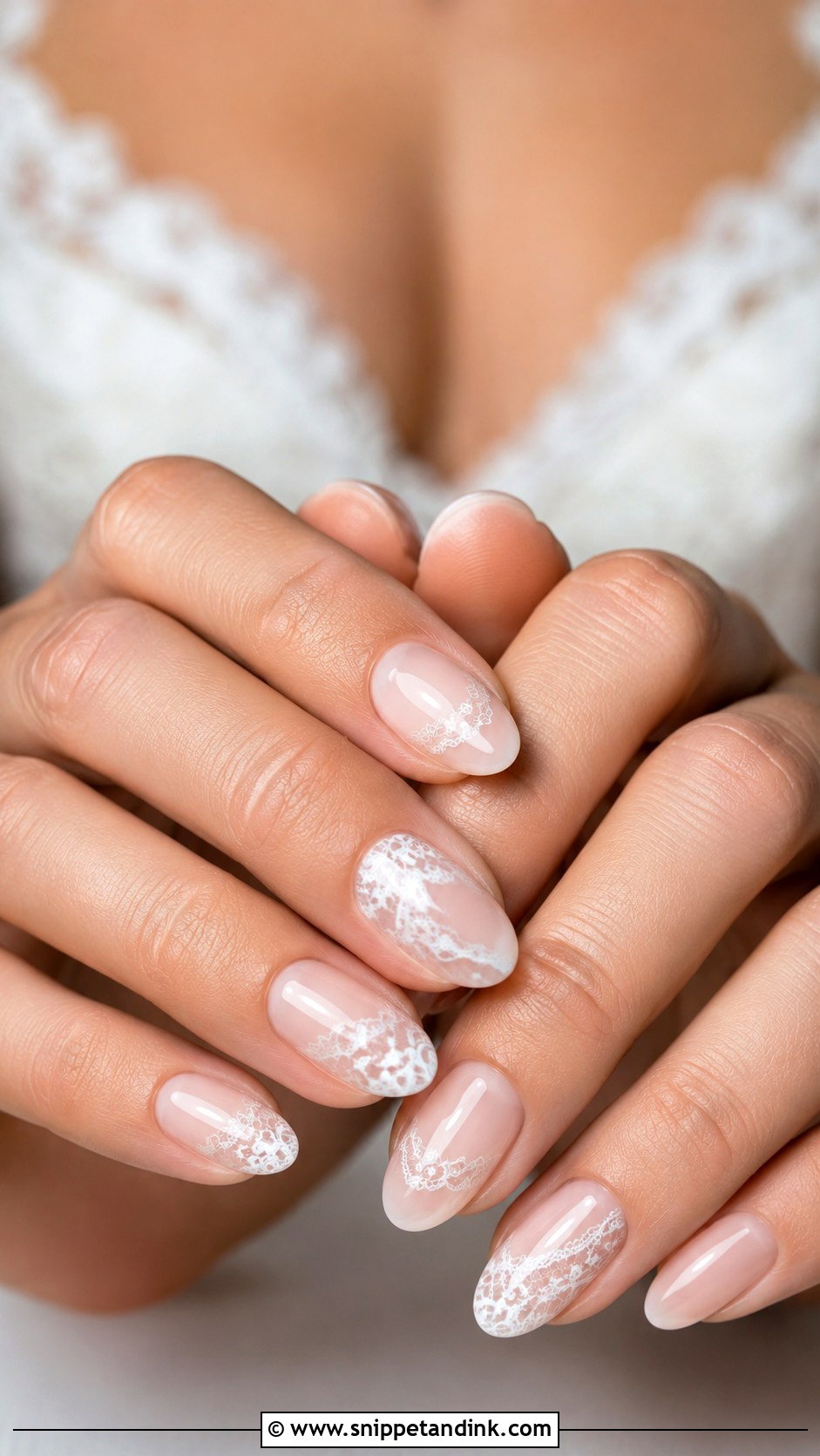 Simple Bridal Nails With Lace - Snippet and Ink - 30 Simple Bridal Nails