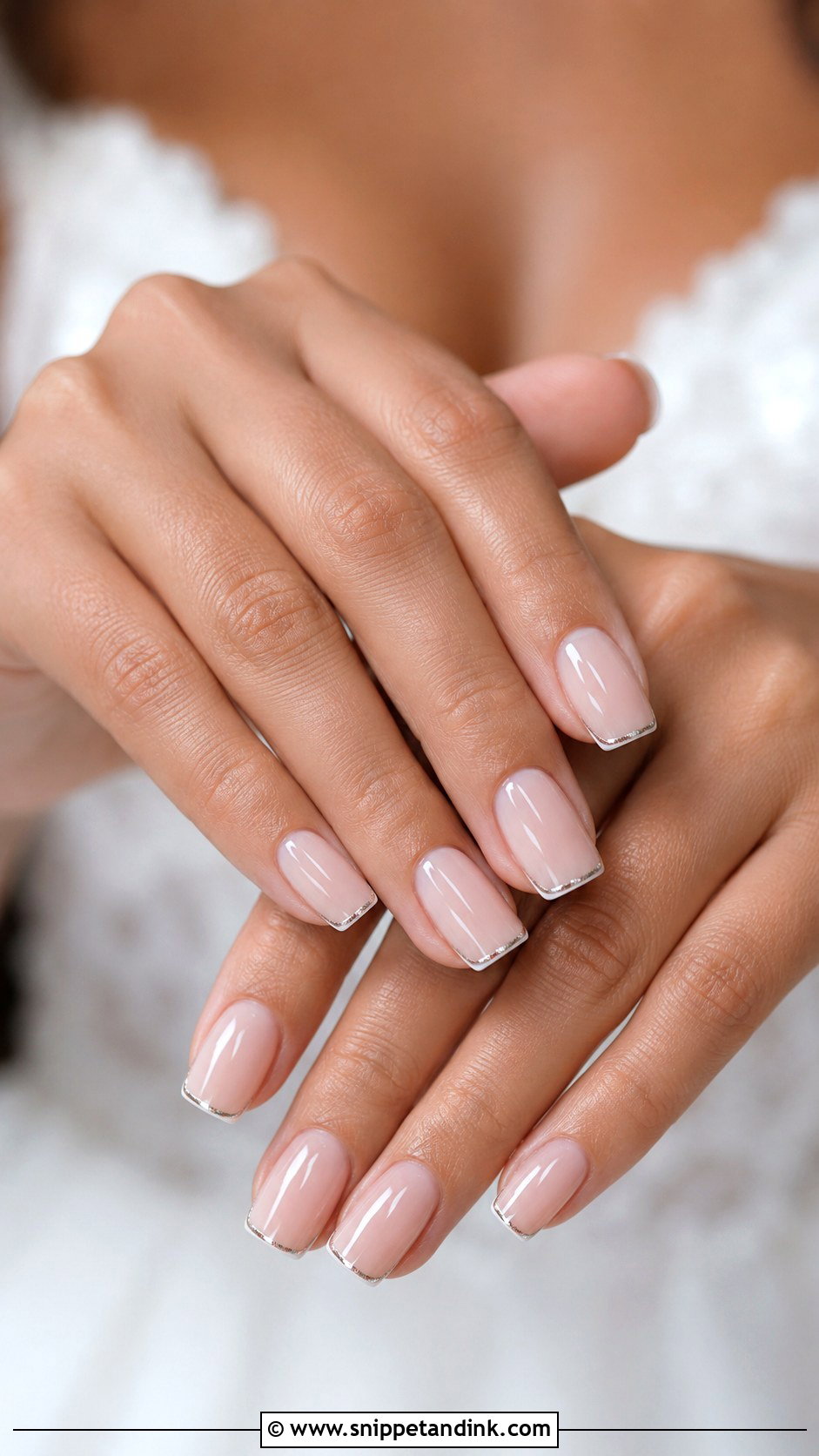 Simple Bridal Nails With Silver - Snippet and Ink - 30 Simple Bridal Nails