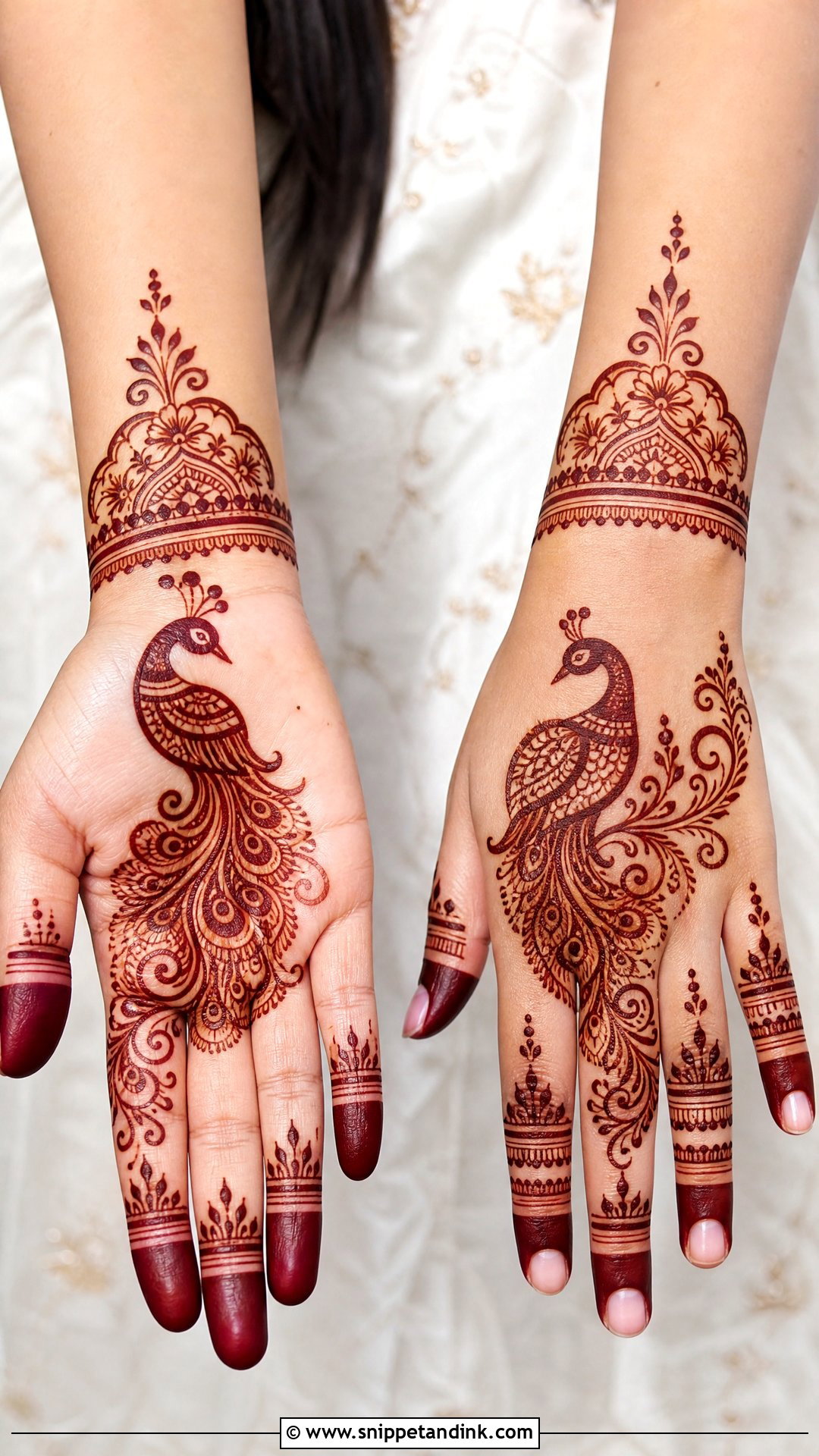Simple Bridal Peacock Mehndi - Snippet and Ink - 20 Simple Bridal Hand Mandhi Mehndi Design Ideas