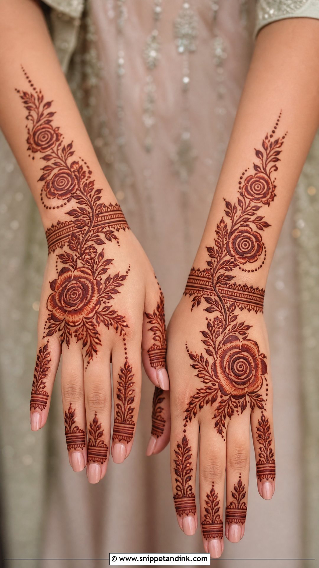 Simple Bridal Rose Mehndi - Snippet and Ink - 20 Simple Bridal Hand Mandhi Mehndi Design Ideas