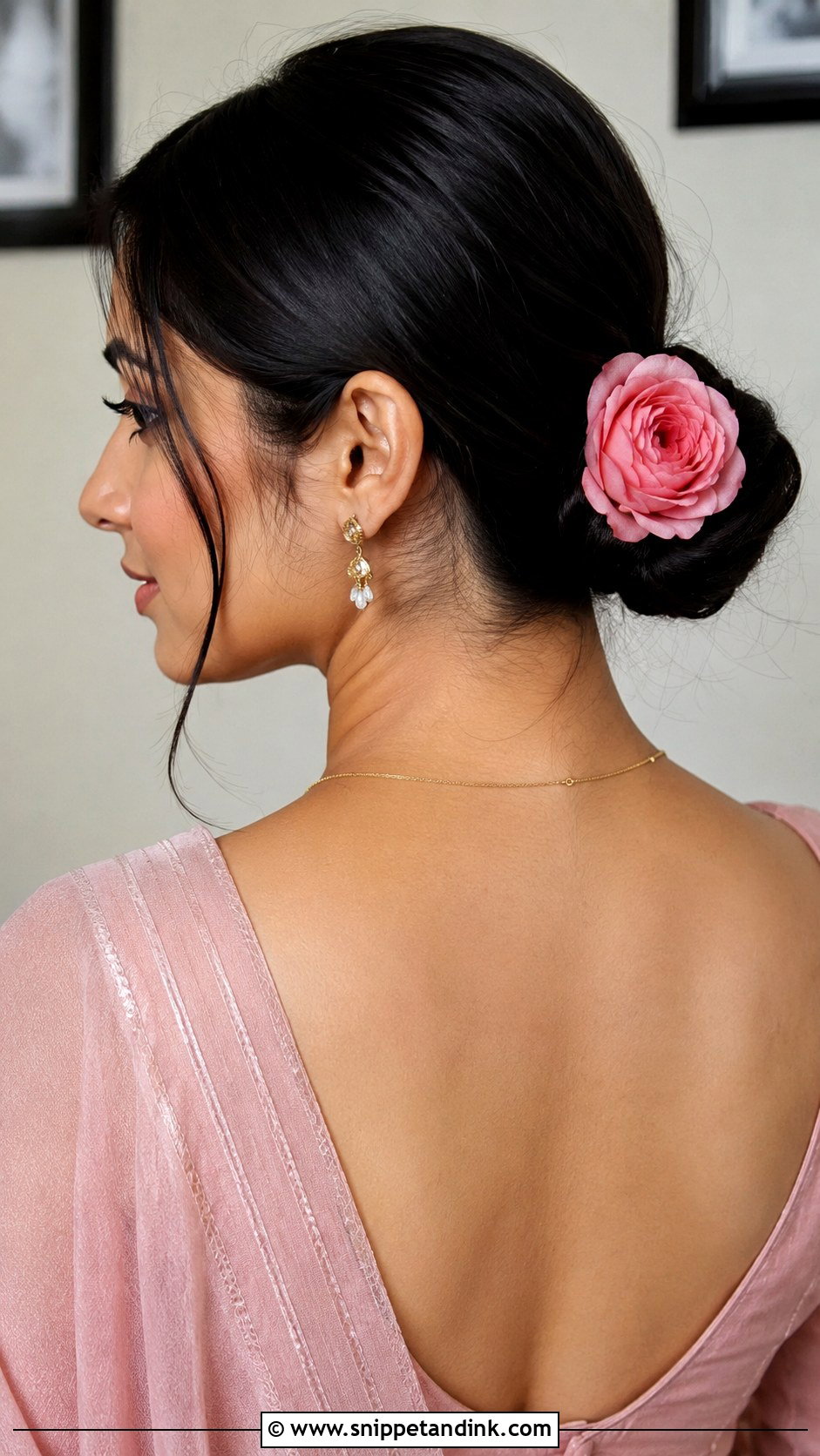 Simple Bun With Single Flower - Snippet and Ink - 25 Bridal Juda Hairstyles with Flowers