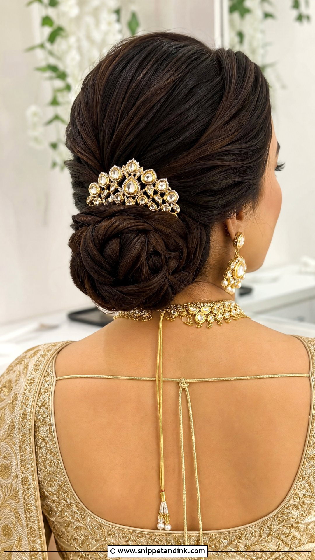 Simple Chignon With Hair Jewelry - Snippet and Ink - 15 Easy Hairstyles for Indian Wedding