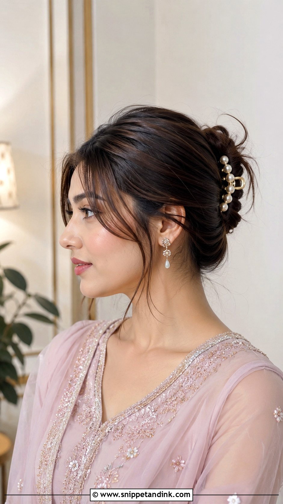 Simple Claw Clip Hairstyle For Marriage Function - Snippet and Ink - 15 Simple Hairstyles for Marriage Functions