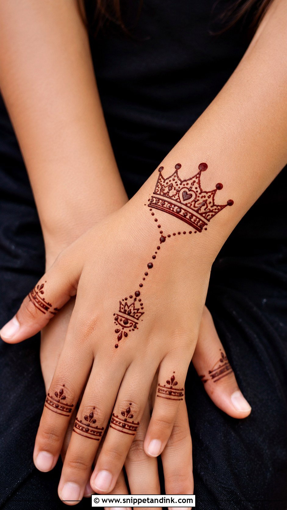 Simple Crown Mehndi Design For Kids - Snippet and Ink - 30 Very Simple Mehndi Designs for Kids