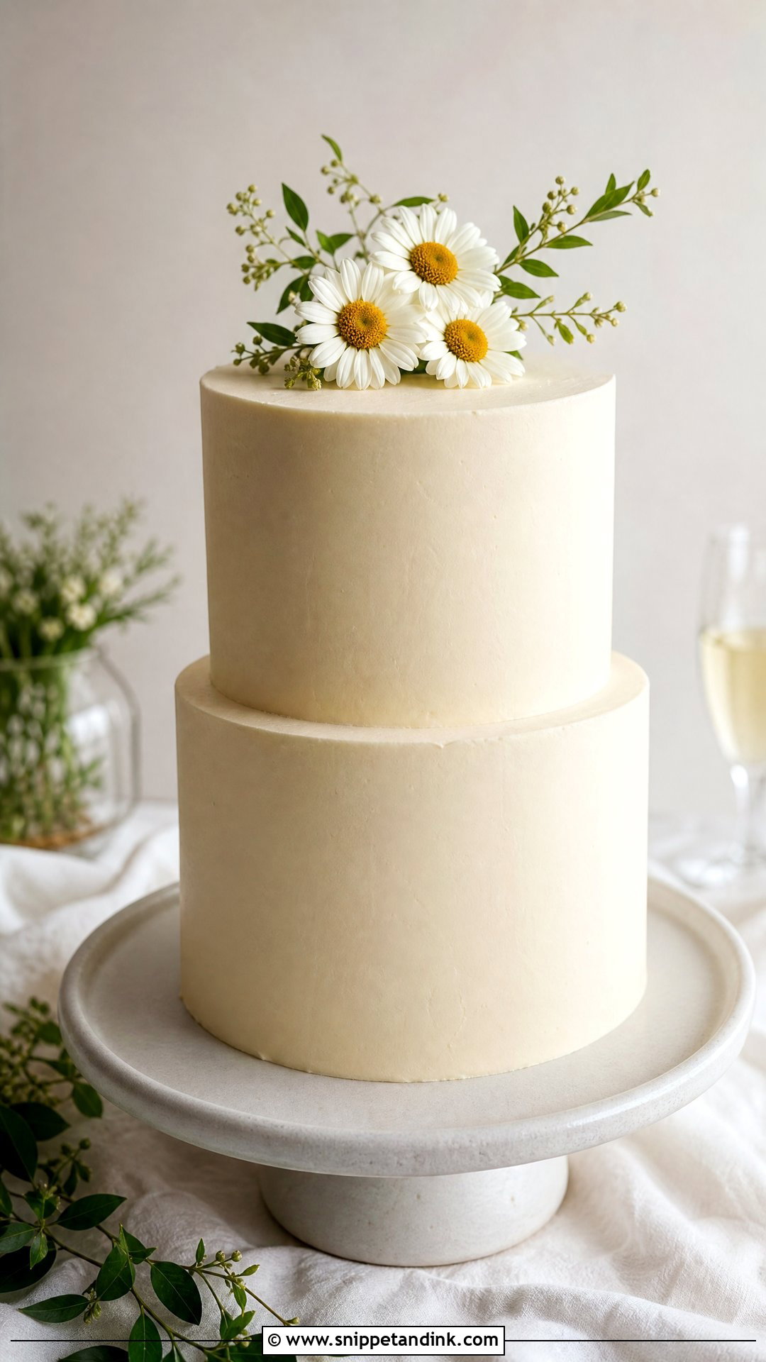 Simple Daisy Wedding Cake - Snippet and Ink - 25 Daisy Themed Cake Ideas for Wedding