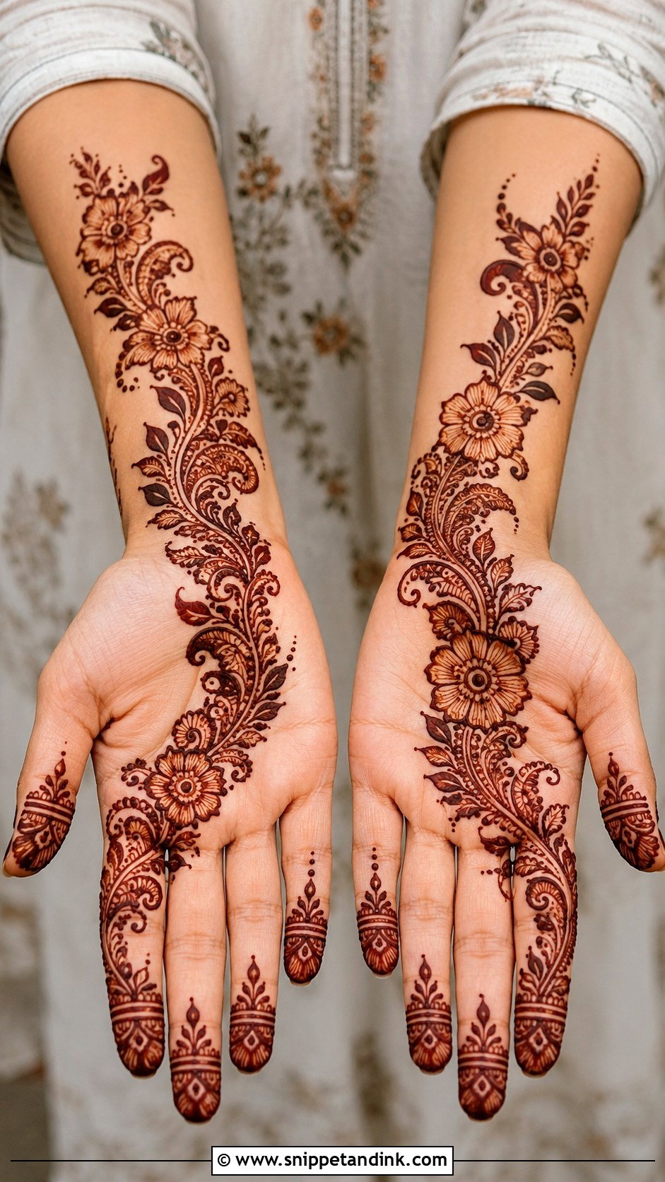 Simple Diagonal Front Palm Mehndi Design - Snippet and Ink - 35 Simple Front Palm Mehndi Designs