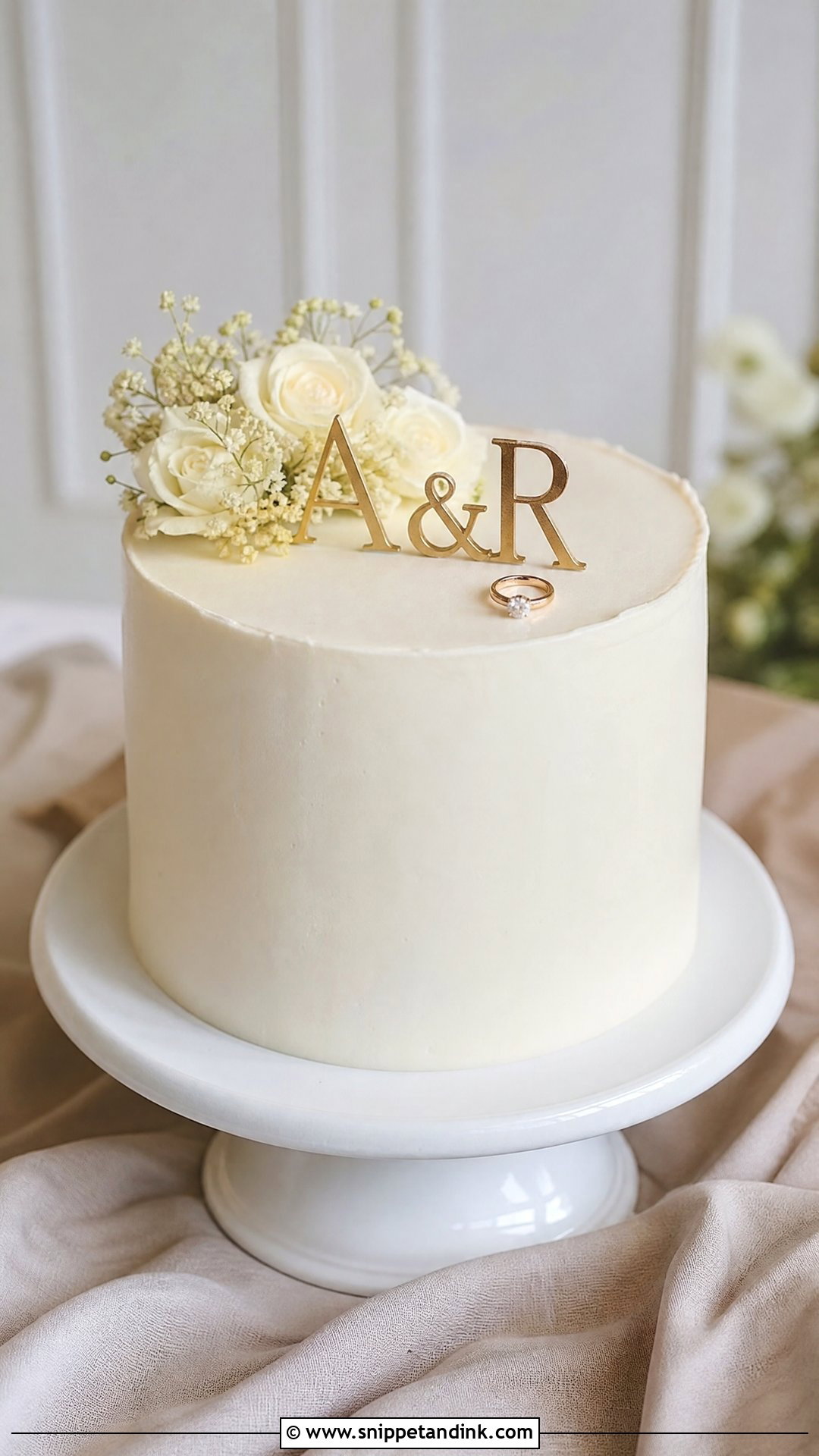 Simple Engagement Cake - Snippet and Ink - 30 Engagement Cake Designs