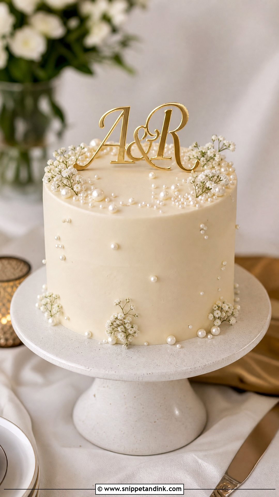 Simple Engagement Cake With Initials - Snippet and Ink - 20 Simple Engagement Cake Ideas