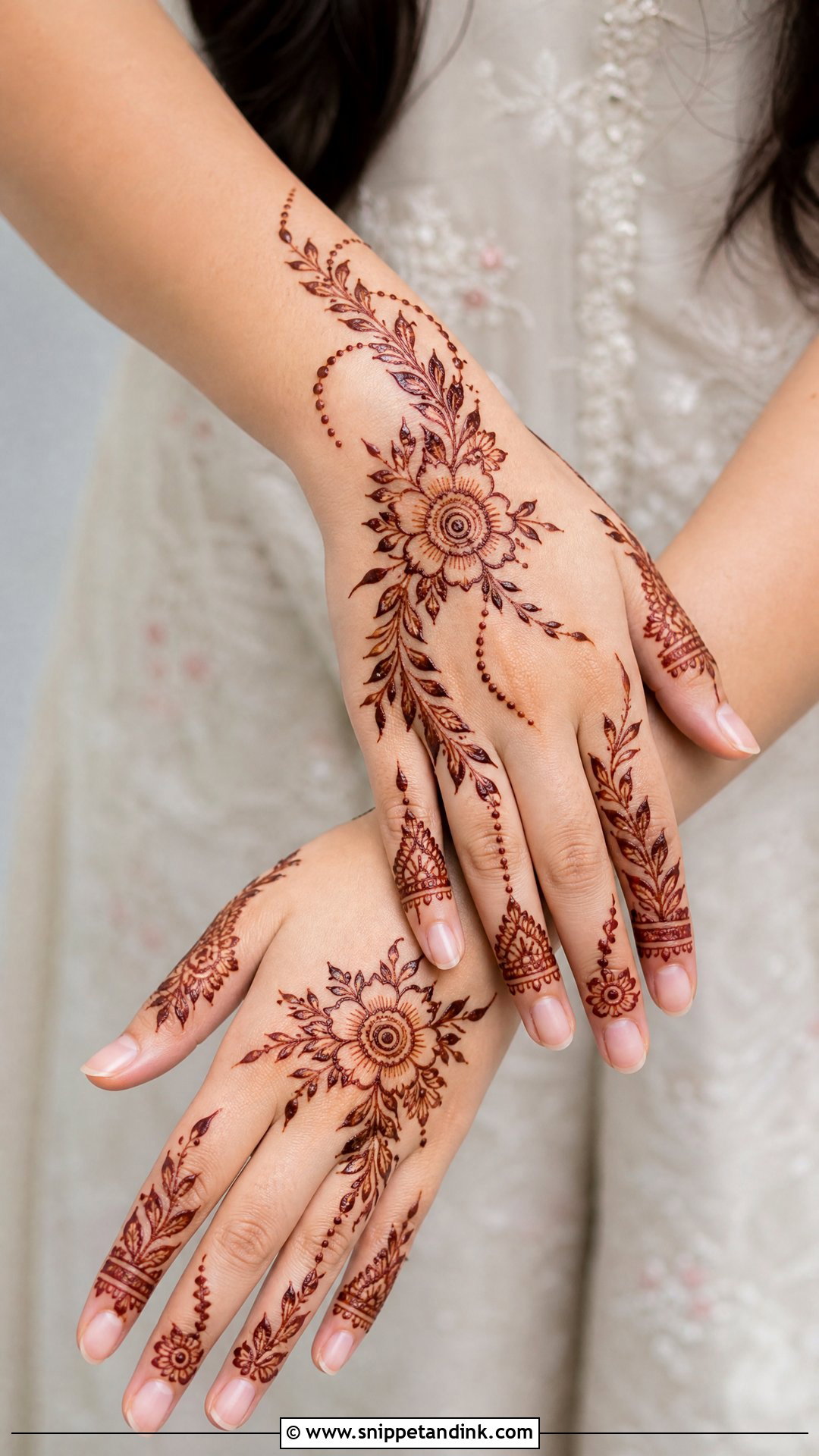 Simple Engagement Mehndi Design Back Hand - Snippet and Ink - 25 Simple Engagement Mehndi Designs
