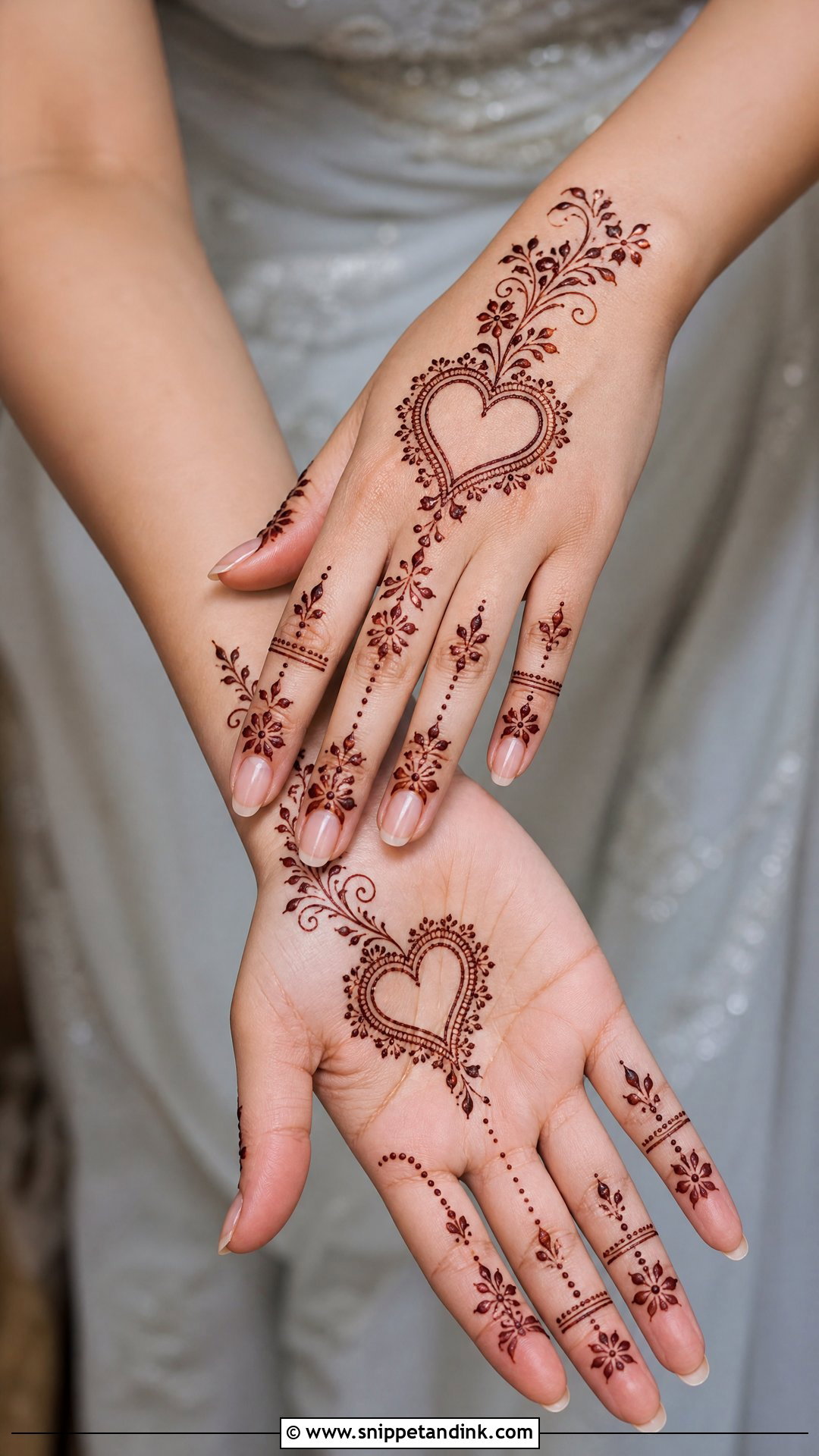 Simple Engagement Mehndi Design With Heart - Snippet and Ink - 25 Simple Engagement Mehndi Designs
