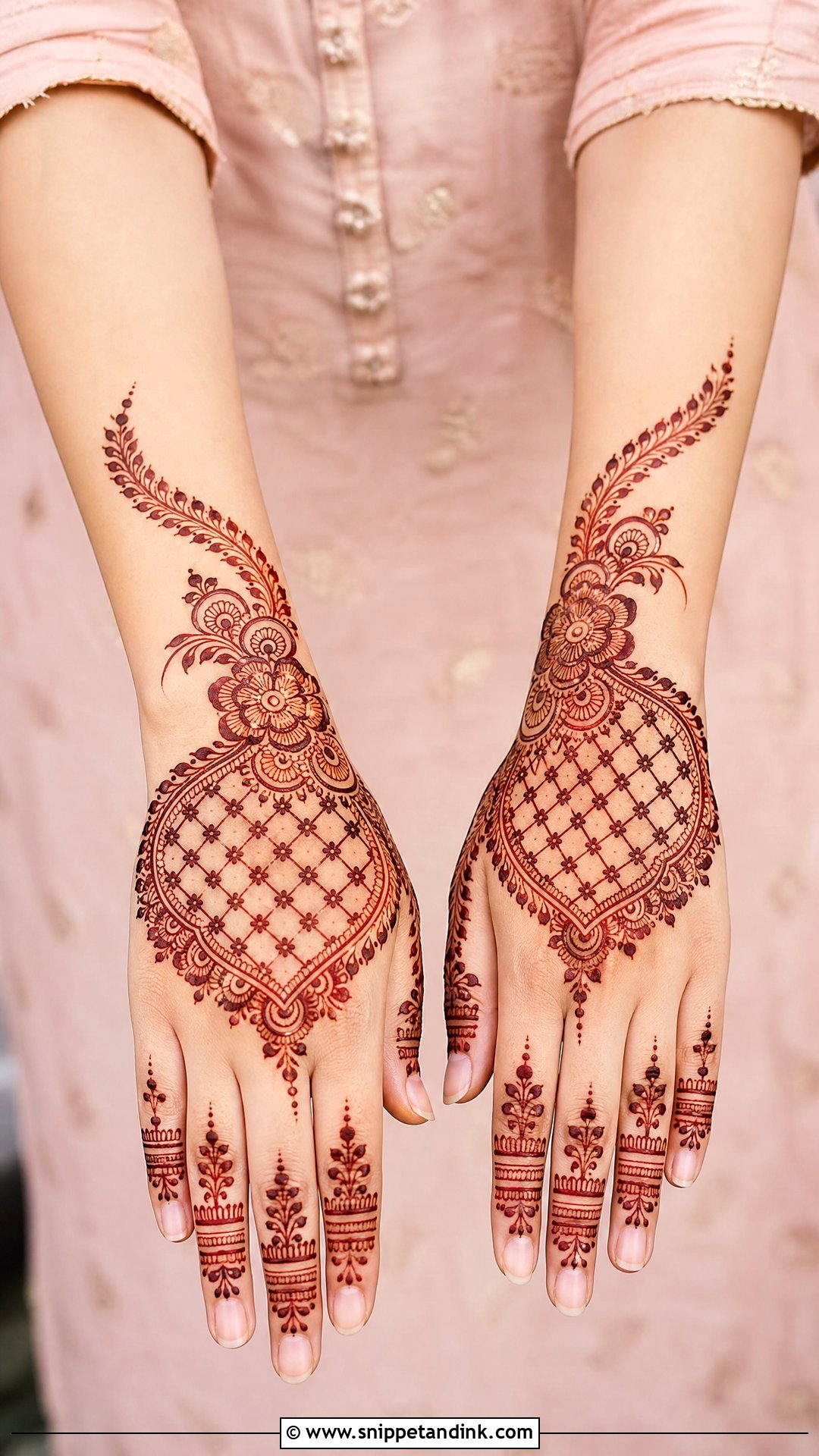 Simple Engagement Mehndi Design With Jaali - Snippet and Ink - 25 Simple Engagement Mehndi Designs