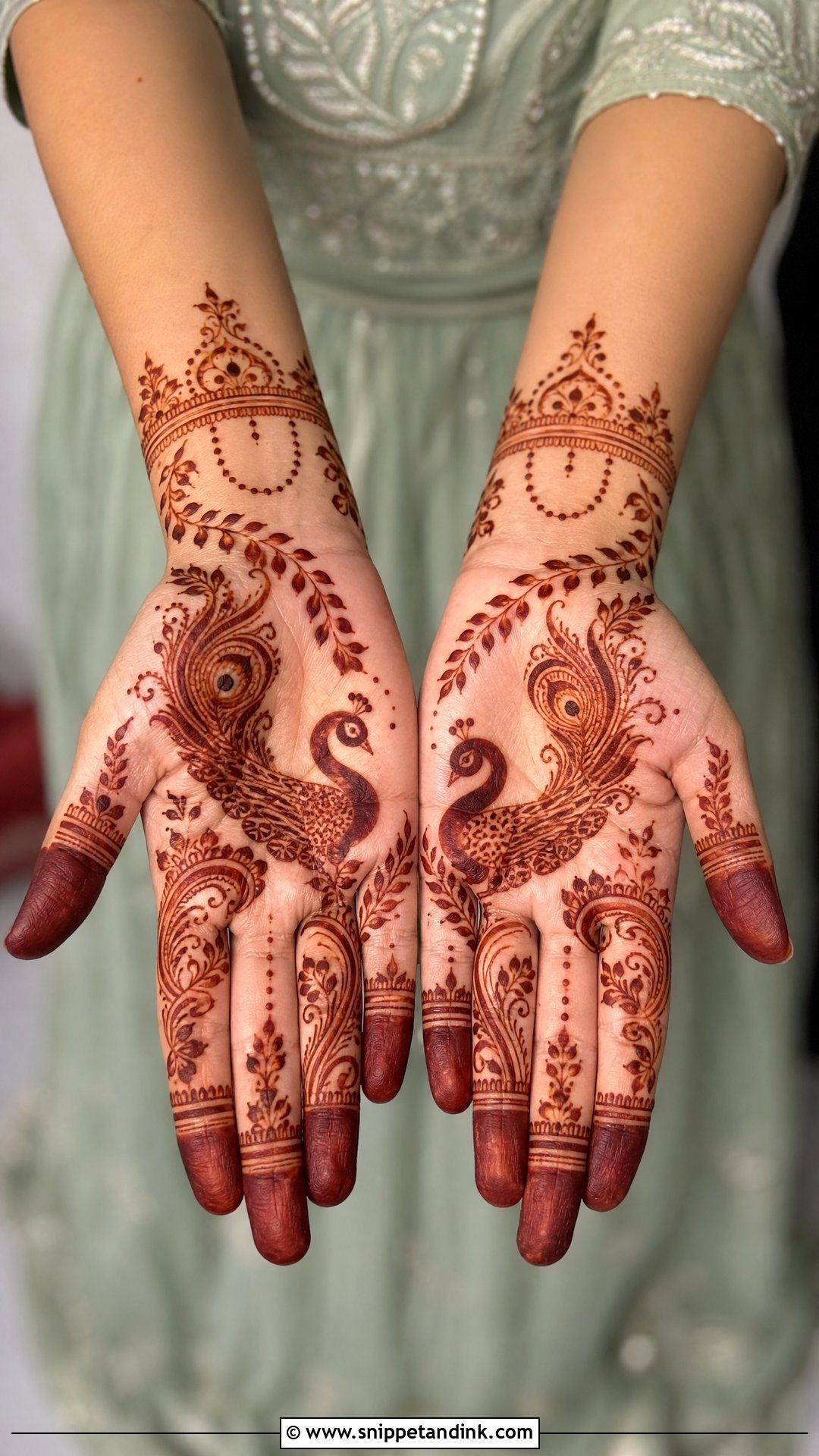 Simple Engagement Mehndi Design With Peacock - Snippet and Ink - 25 Simple Engagement Mehndi Designs
