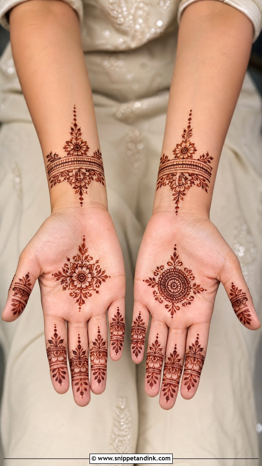 Simple Engagement Mehndi Design - Snippet and Ink - 20 Engagement Bride Mehndi Designs