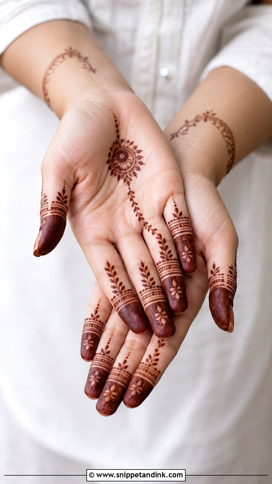 Simple Finger Mehndi Design Front Hand - Snippet and Ink - 30 Simple Finger Mehndi Designs
