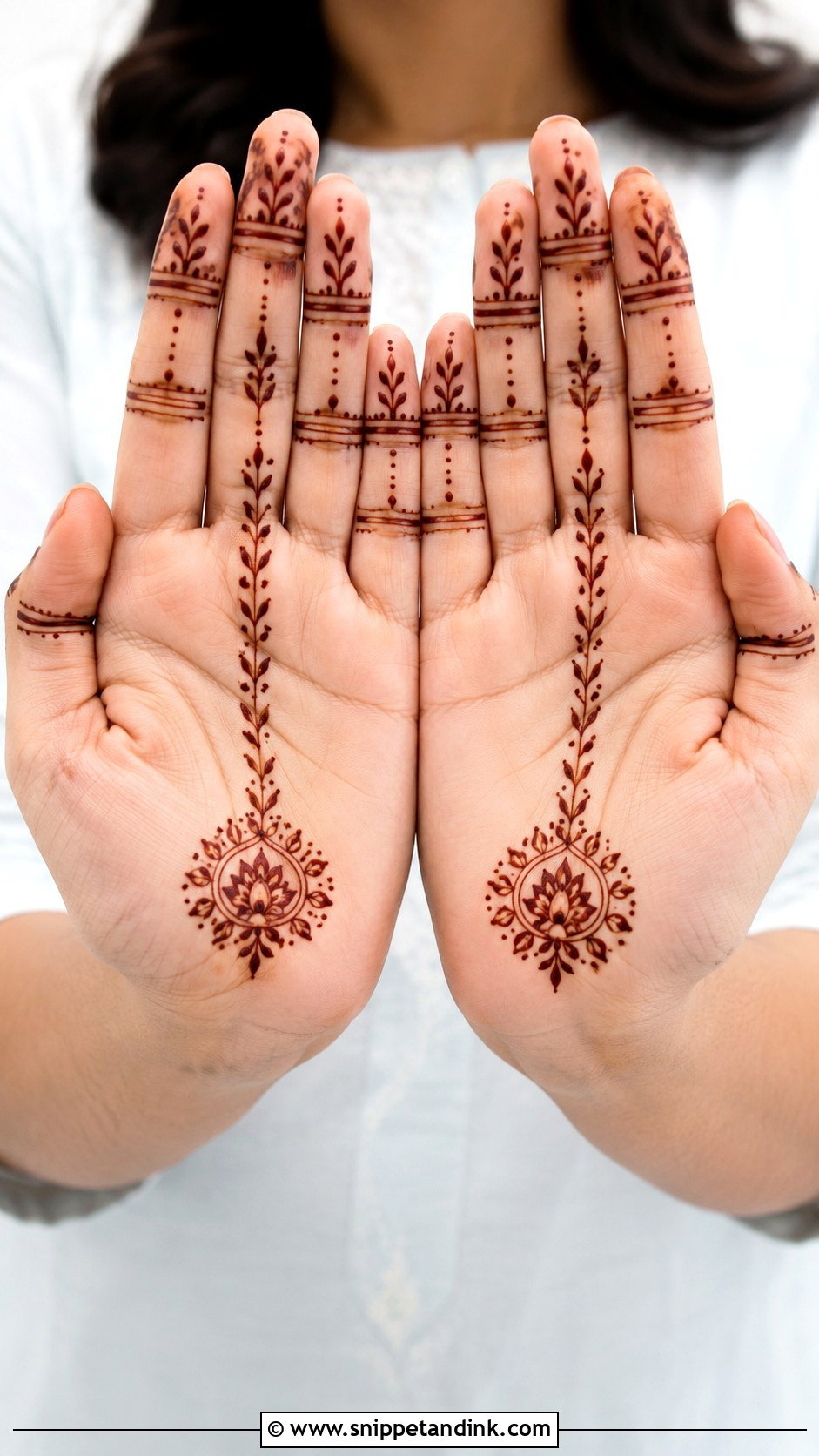 Simple Finger Trail Front Palm Mehndi Design - Snippet and Ink - 35 Simple Front Palm Mehndi Designs