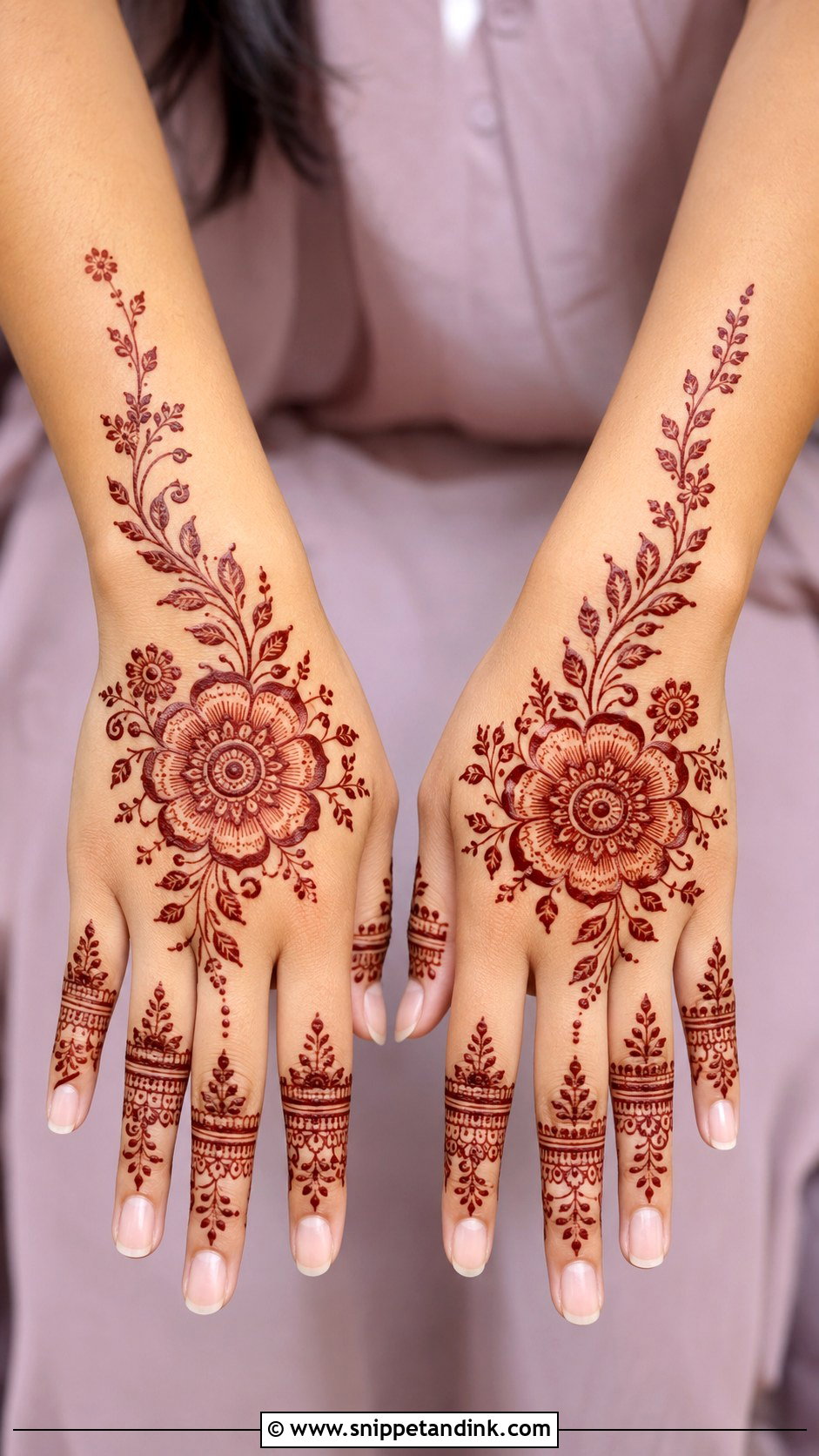 Simple Floral Back Hand Mehndi Design - Snippet and Ink - 35 Simple Unique Back Hand Mehndi Designs