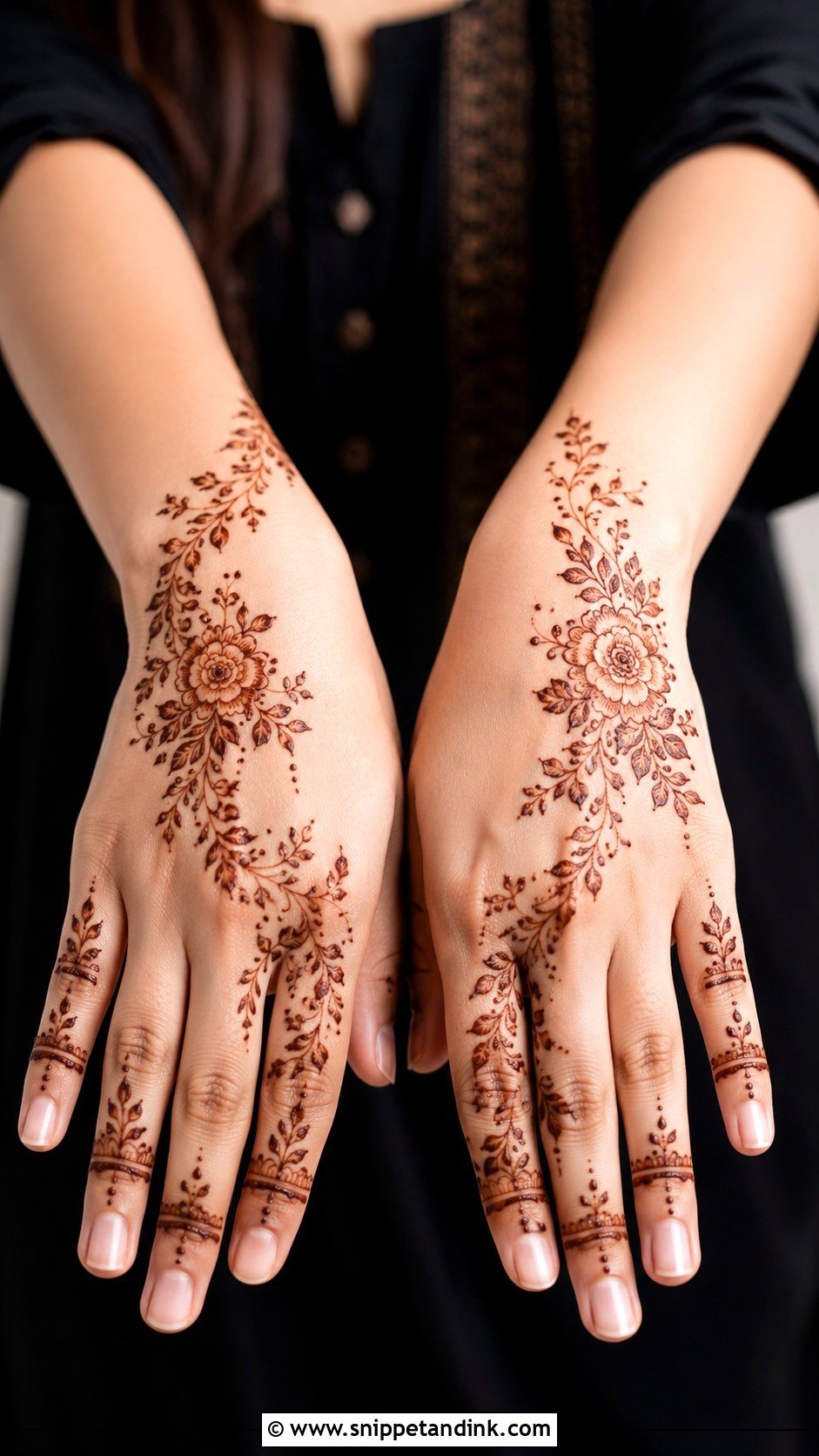 Simple Floral Backhand Mehndi Design - Snippet and Ink - 35 Simple Backhand Mehndi Designs