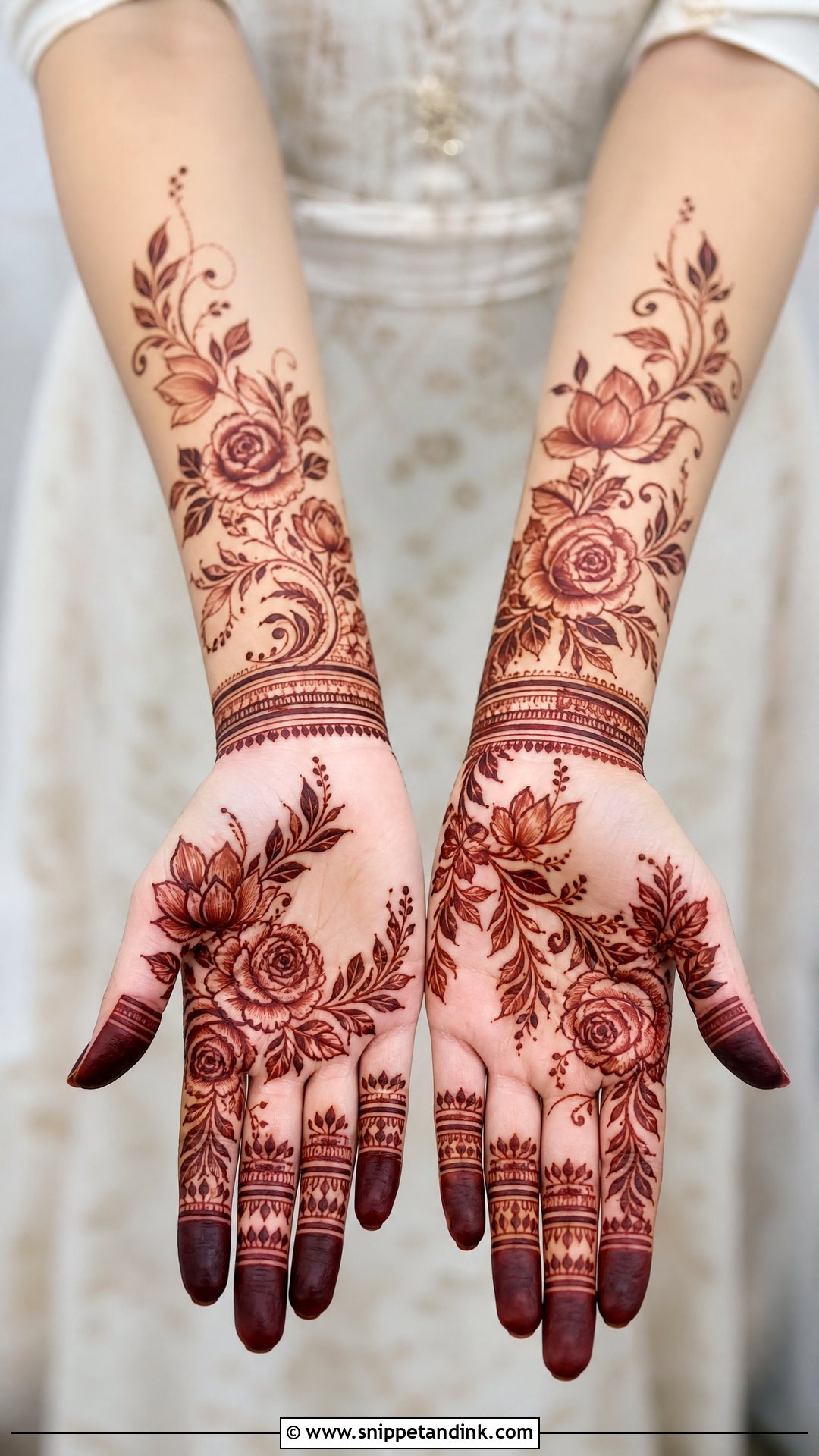 Simple Floral Bridal Mehndi Design - Snippet and Ink - 20 Simple Easy Bridal Mehndi Designs