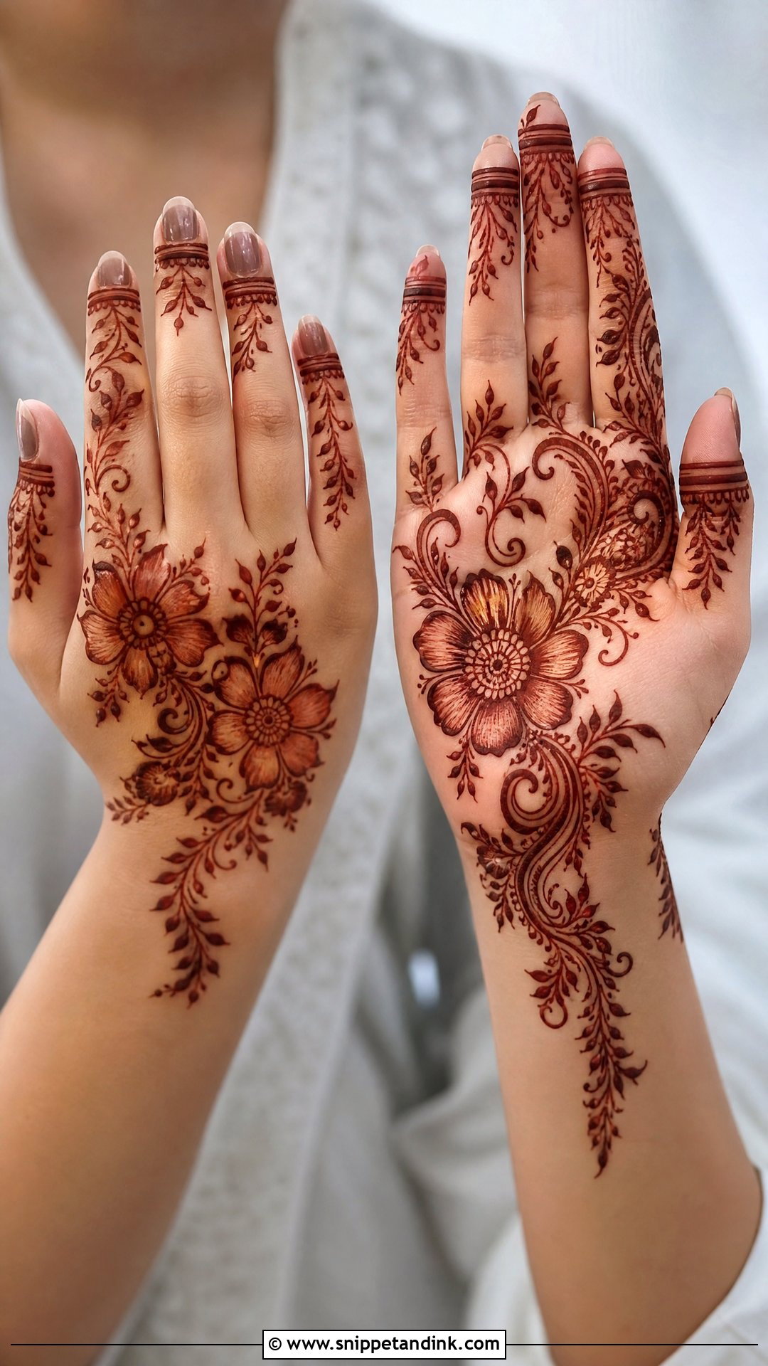 Simple Floral Engagement Mehndi Design - Snippet and Ink - 25 Simple Engagement Mehndi Designs