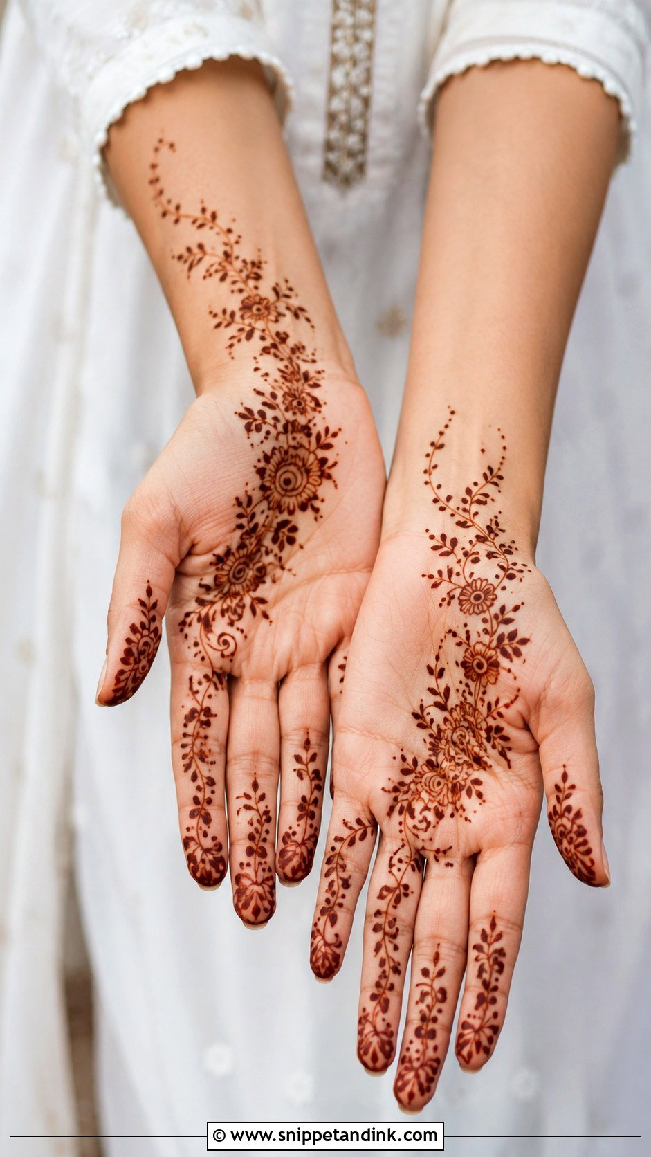 Simple Floral Front Hand Mehndi Design - Snippet and Ink - 35 Simple Front Hand Mehndi Designs