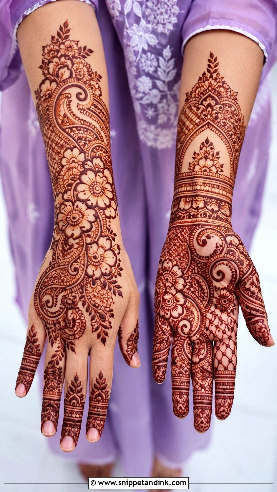Simple Floral Full Hand Mehndi Design - Snippet and Ink - 35 Simple Full Hand Mehndi Designs