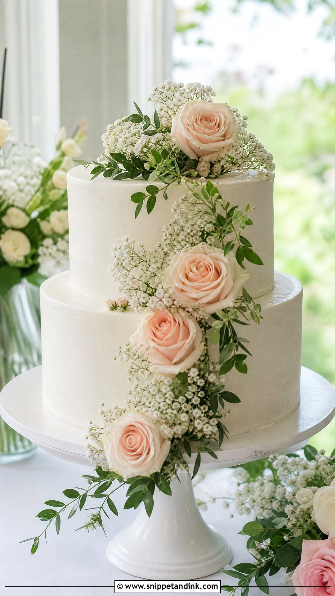 Simple Floral Wedding Cake - Snippet and Ink - 25 Simple Wedding Cakes