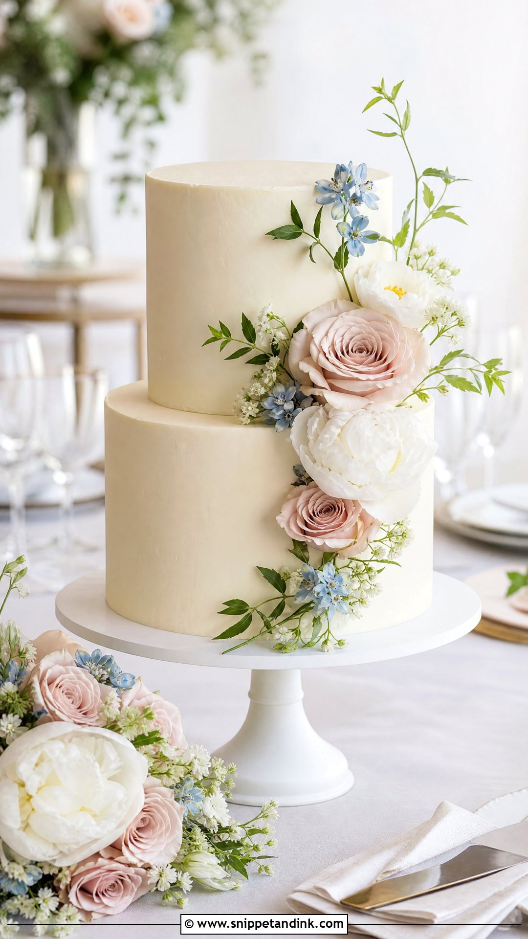 Simple Floral Wedding Cake - Snippet and Ink - 20 Simple Wedding Cake Ideas