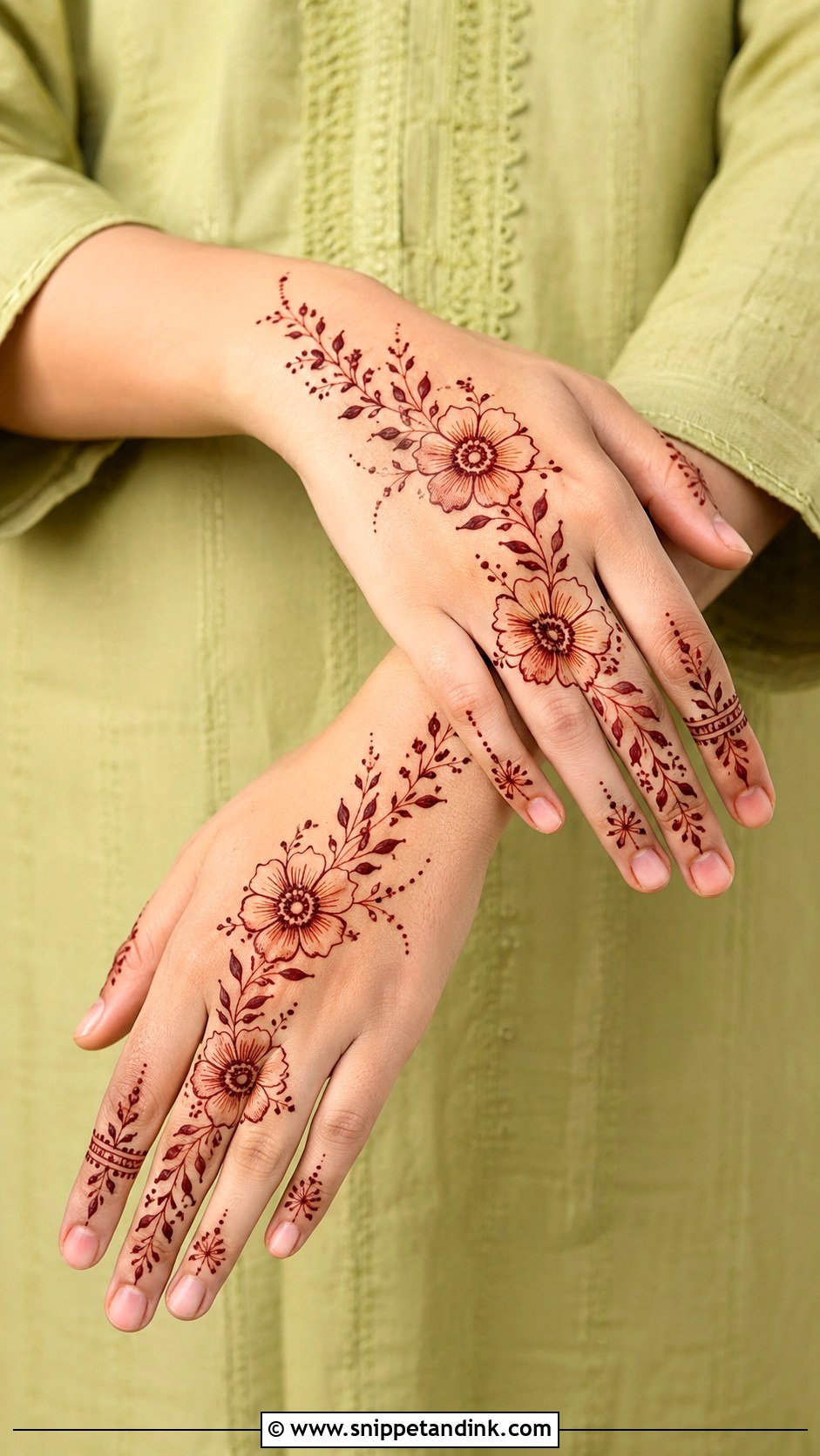 Simple Flower Back Hand Mehndi Design - Snippet and Ink - 35 Simple Back Hand Mehndi Designs