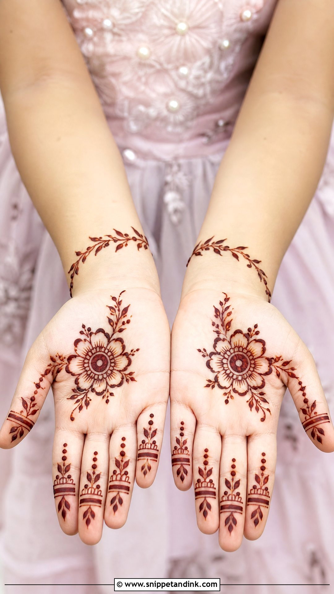 Simple Flower Kids Mehndi Design - Snippet and Ink - 25 Small Kids Mehndi Designs