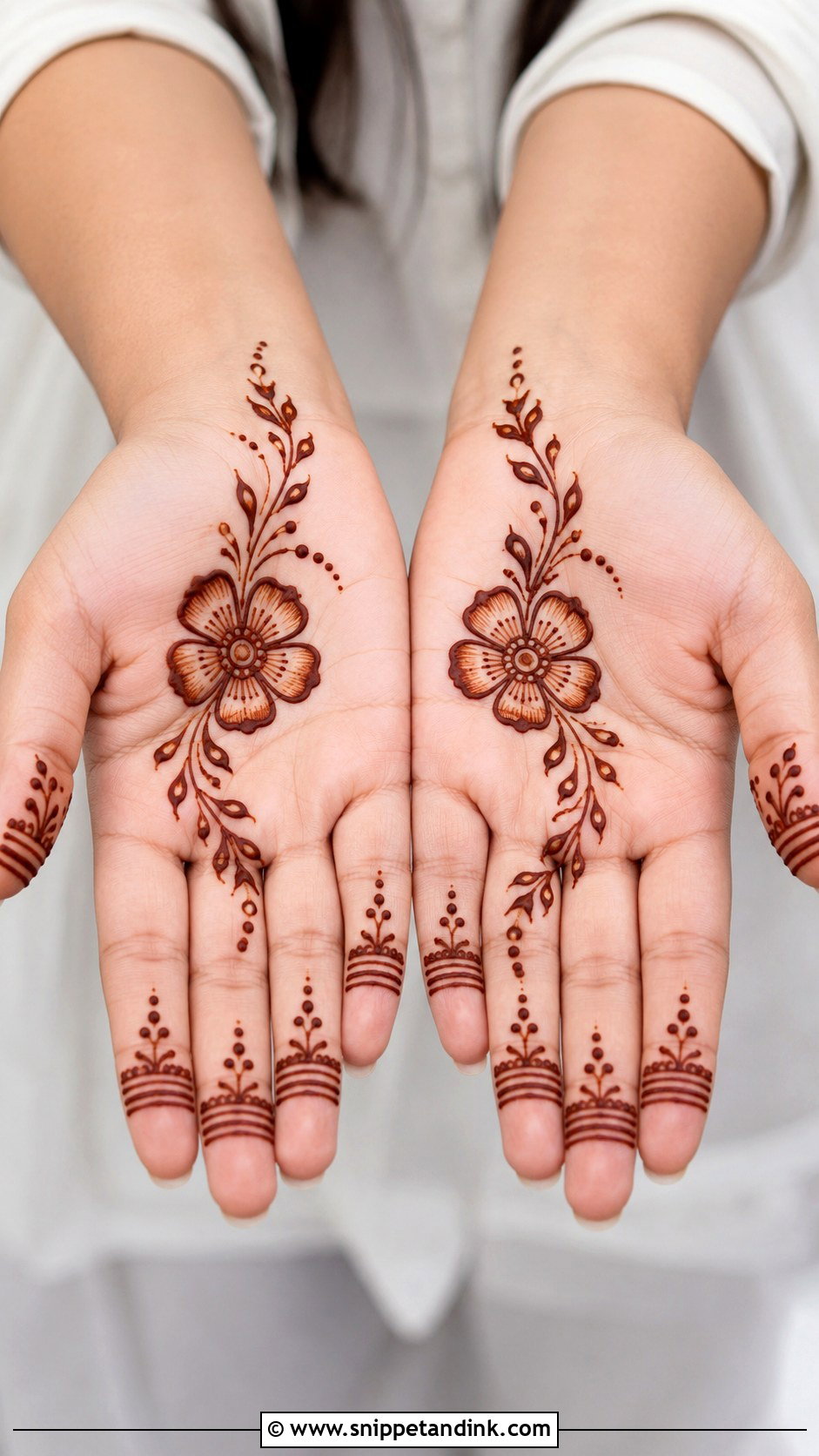 Simple Flower Mehndi Design Front Hand - Snippet and Ink - 35 Flower Mehndi Designs