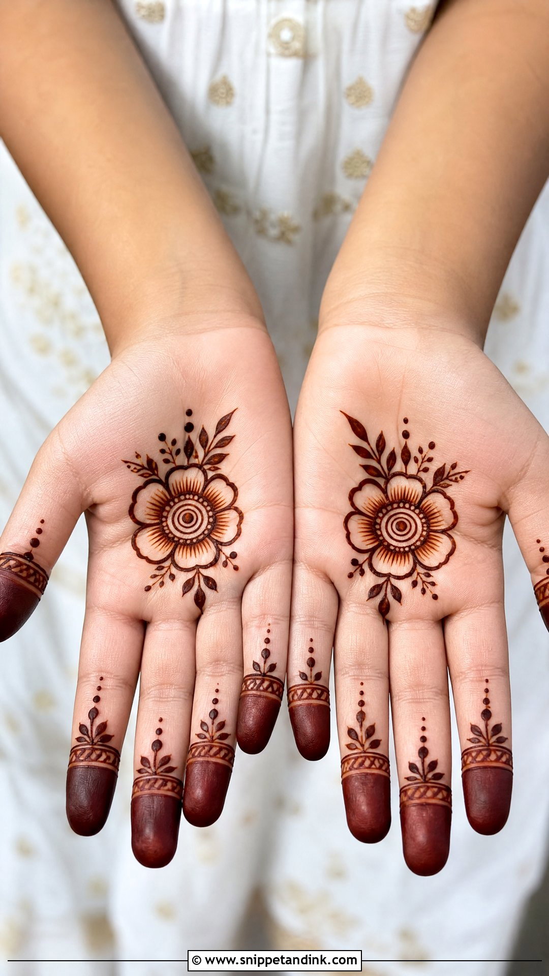 Simple Flower Mehndi Design for Children - Snippet and Ink - 30 Mehndi Designs for Children