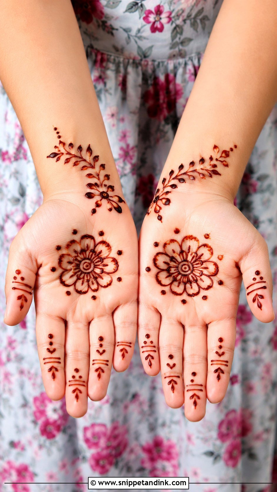 Simple Flower Mehndi Design for Kids - Snippet and Ink - 30 Very Easy Mehndi Designs for Kids