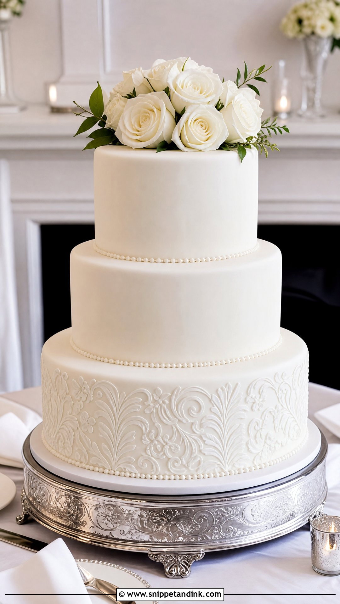 Simple Fondant Wedding Cake - Snippet and Ink - 25 Simple Wedding Cakes