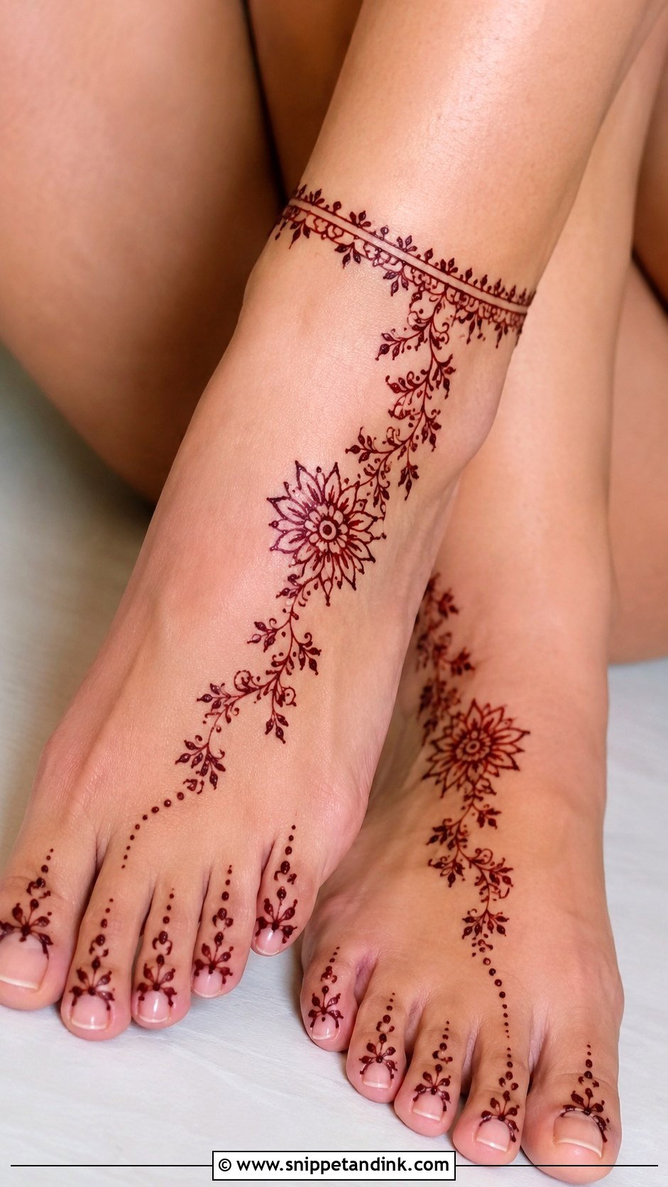 Simple Foot Mehndi Design - Snippet and Ink - 35 Henna (Mehndi) Design Ideas
