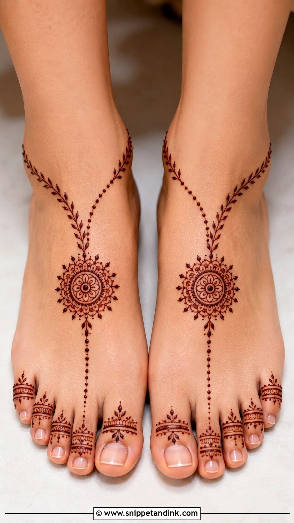 Simple Foot Mehndi Design - Snippet and Ink - 35 Simple Easy Leg Mehndi Designs