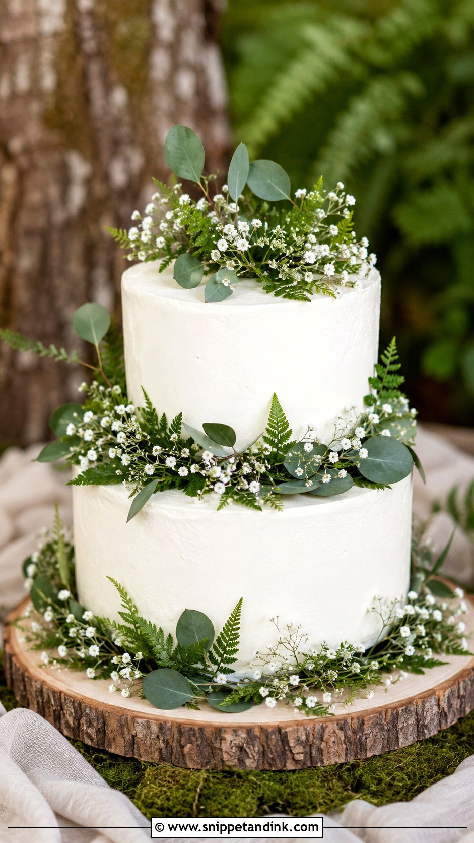Simple Forest Wedding Cake With Greenery - Snippet and Ink - 20 Simple Forest Wedding Cake Ideas
