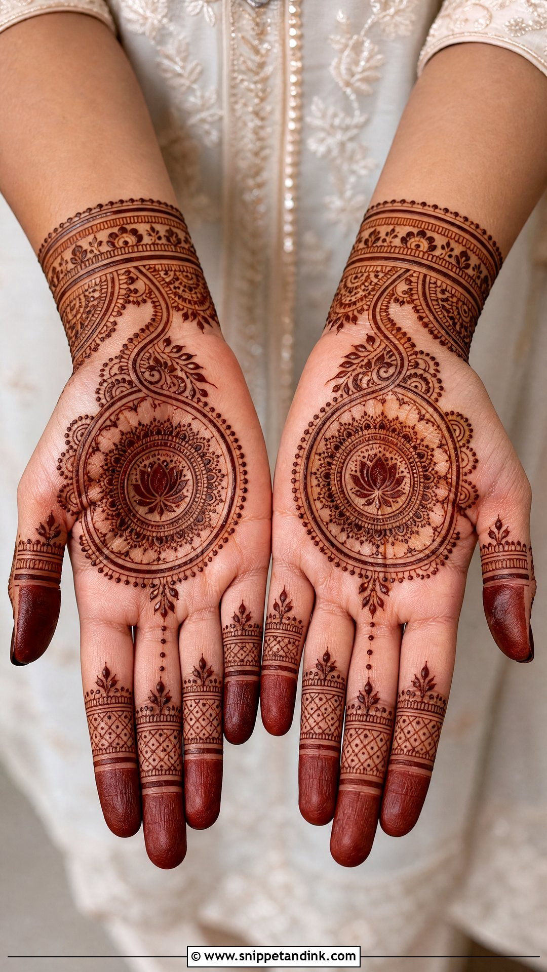 Simple Front Hand Bridal Mehndi Design - Snippet and Ink - 30 Simple Bridal Mehndi Designs