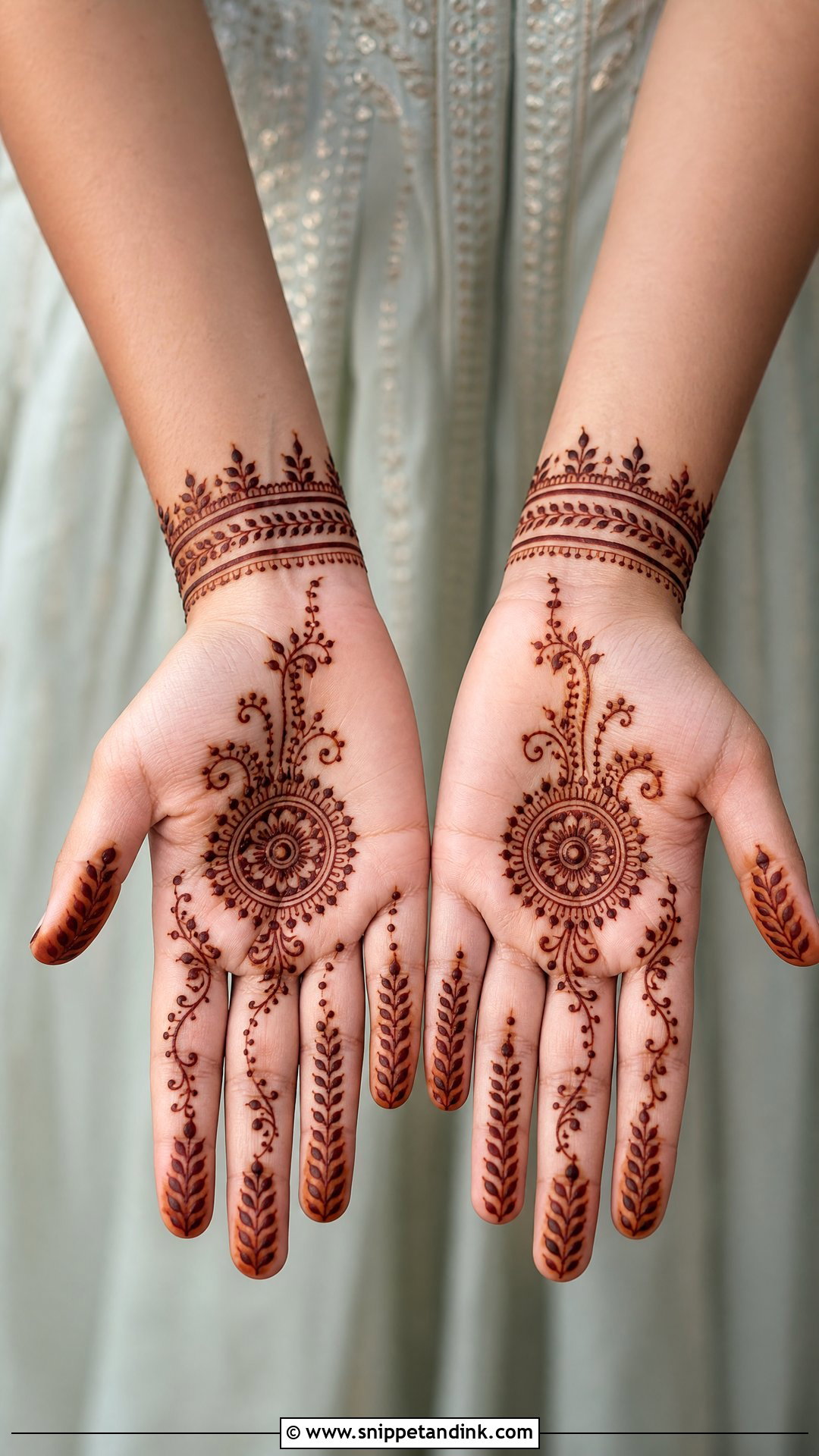 Simple Front Hand Mehndi Design - Snippet and Ink - 30 Easy Front Hand Mehndi Designs