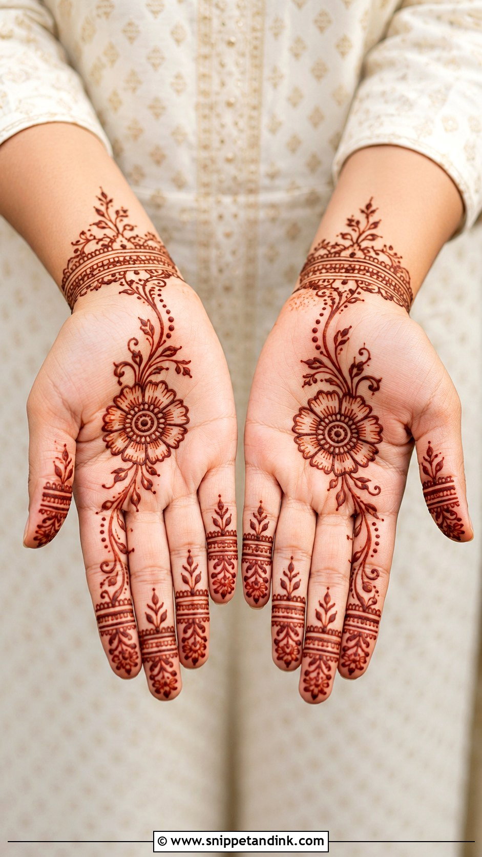 Simple Front Hand Mehndi Design - Snippet and Ink - 35 Front Mehndi Designs