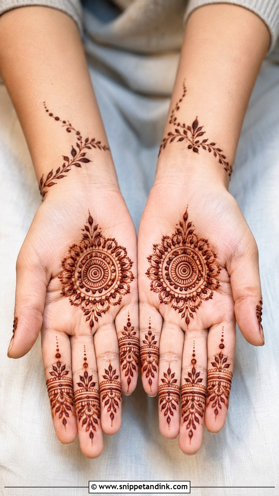 Simple Front Hand Mehndi Design For Beginners - Snippet and Ink - 35 Simple Front Hand Mehndi Designs