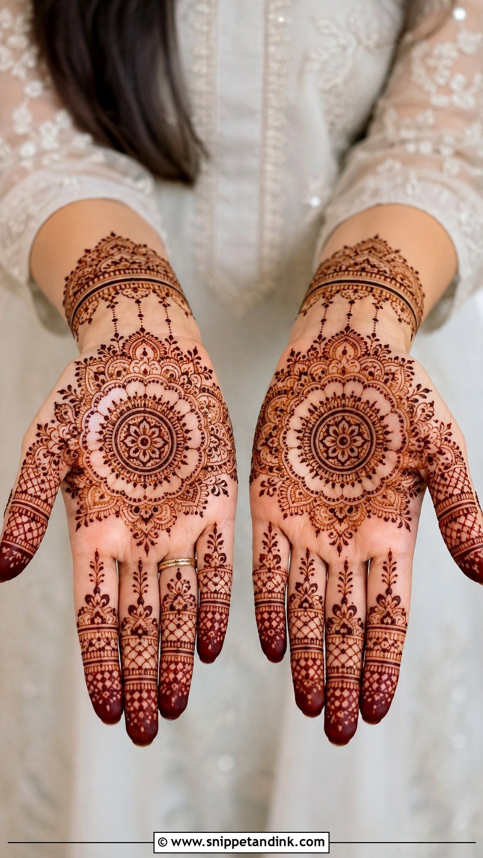 Simple Front Hand Mehndi Design For Engagement - Snippet and Ink - 35 Simple Front Hand Mehndi Designs
