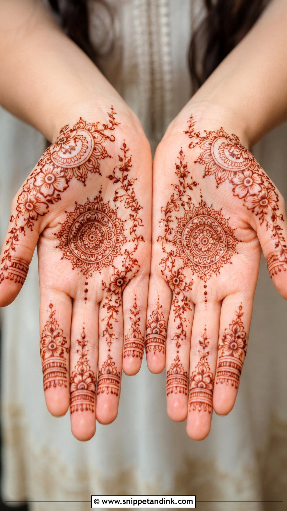 Simple Front Hand Mehndi Design For Fair Skin - Snippet and Ink - 35 Simple Front Hand Mehndi Designs