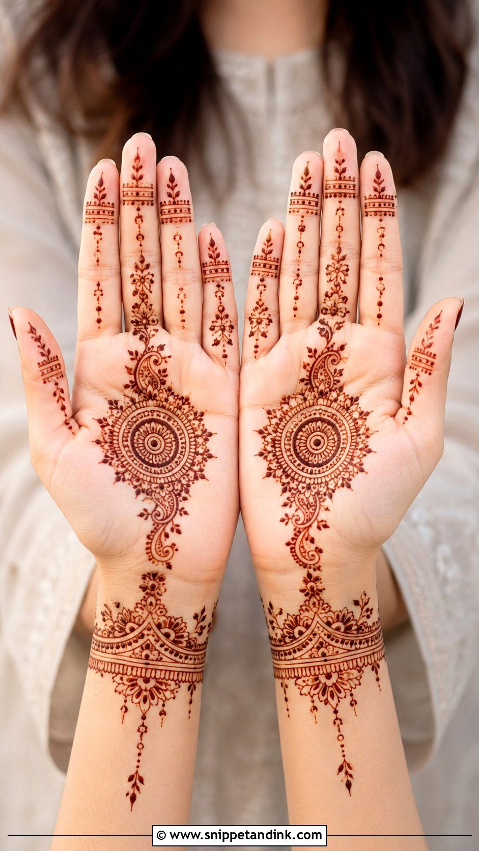 Simple Front Hand Mehndi Design For Small Hands - Snippet and Ink - 35 Simple Front Hand Mehndi Designs